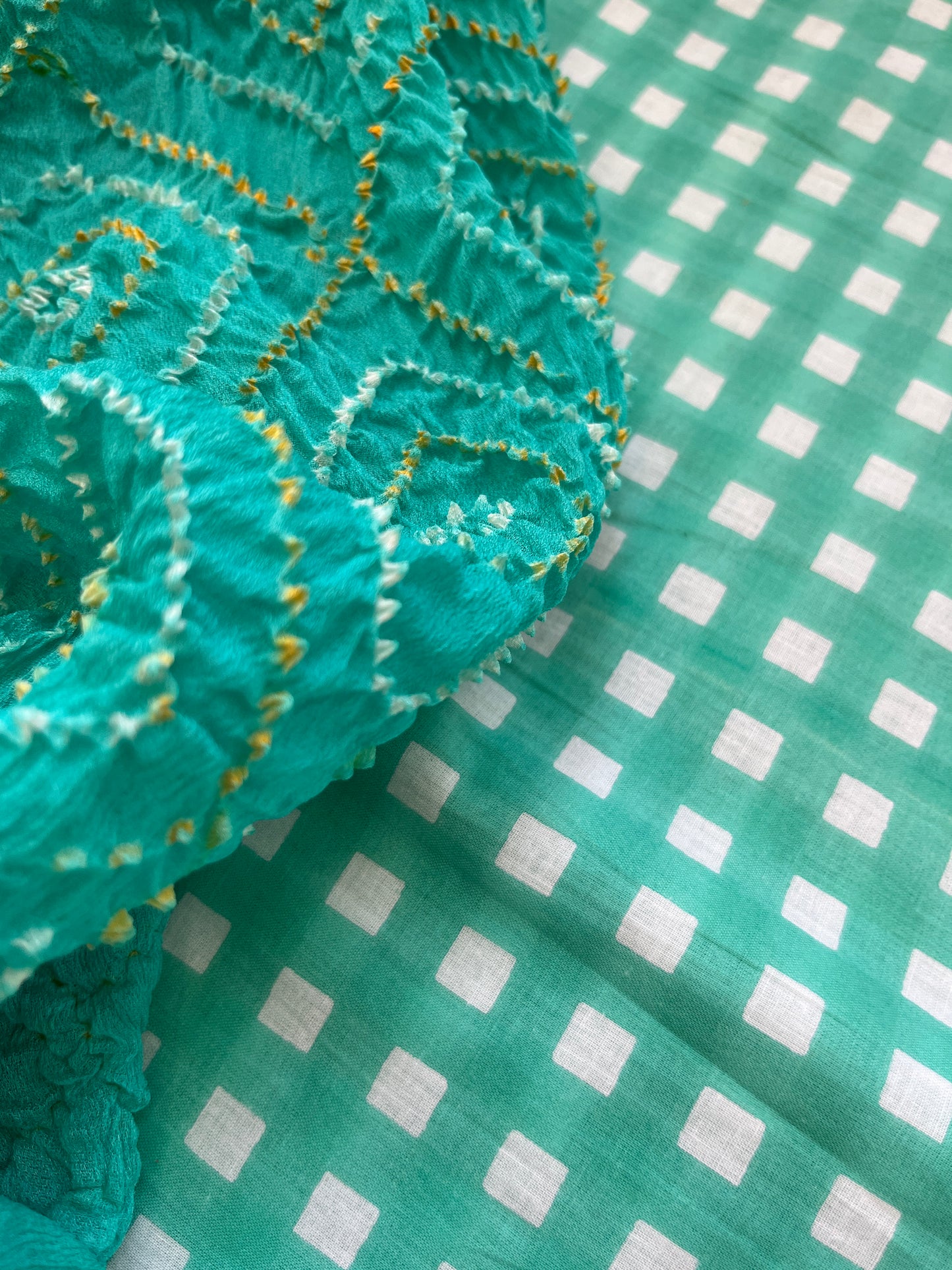 Cotton kurta bottom pure chinon bandhani dupatta