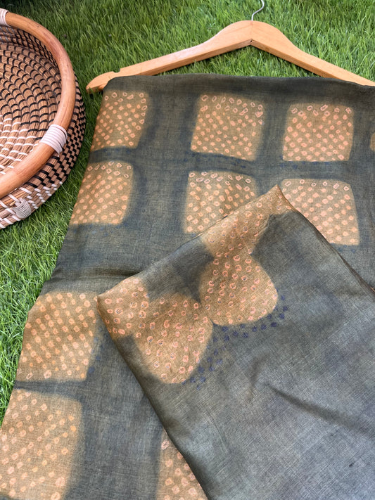 Tussar Silk Bandhani Kurta Dupatta