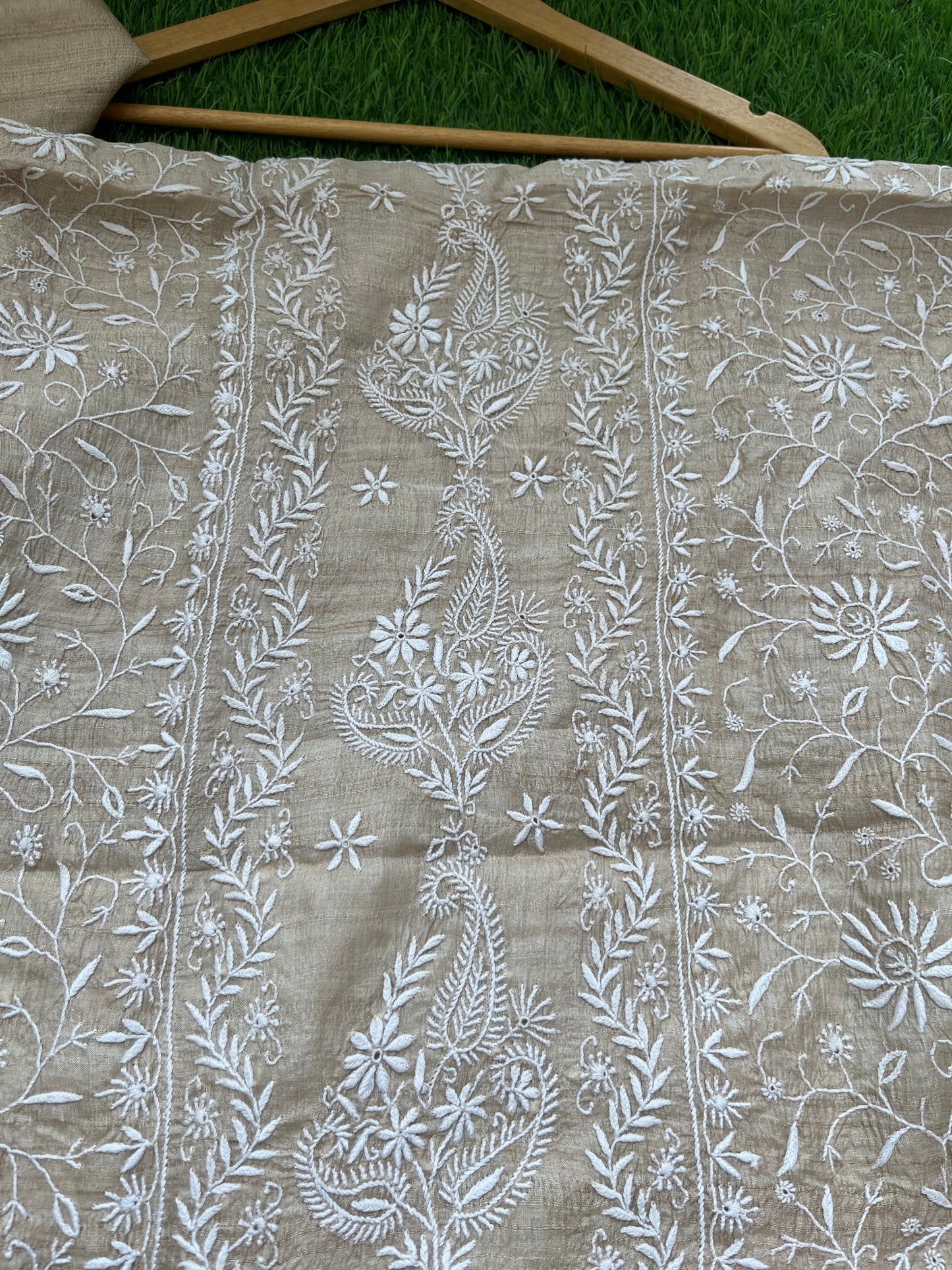 Tussar Silk Chikankari kurta  Dupatta
