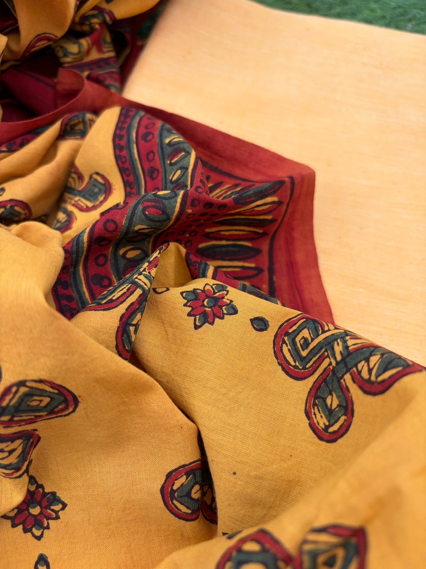 Khadi kurta Bottom and ajrakh dupatta