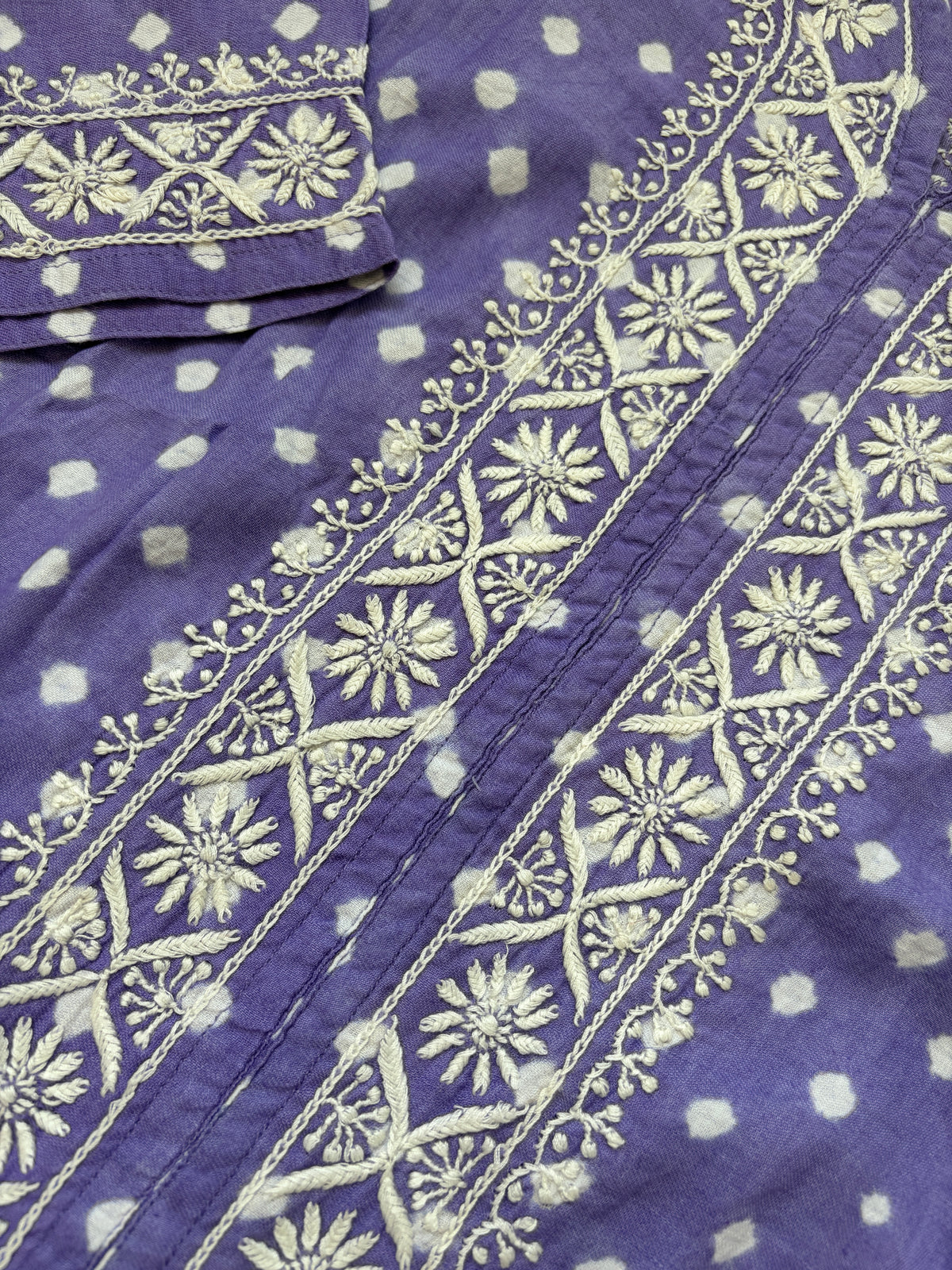 Cotton Bandhani chikan shirt and a-bottom
