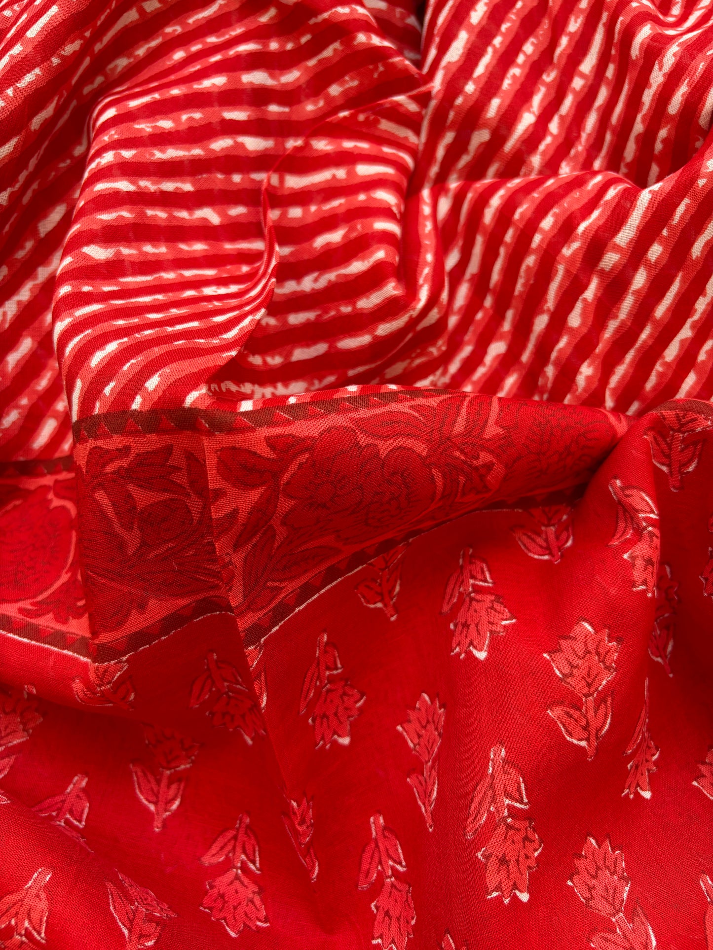 Cotton leheriya and block print set
