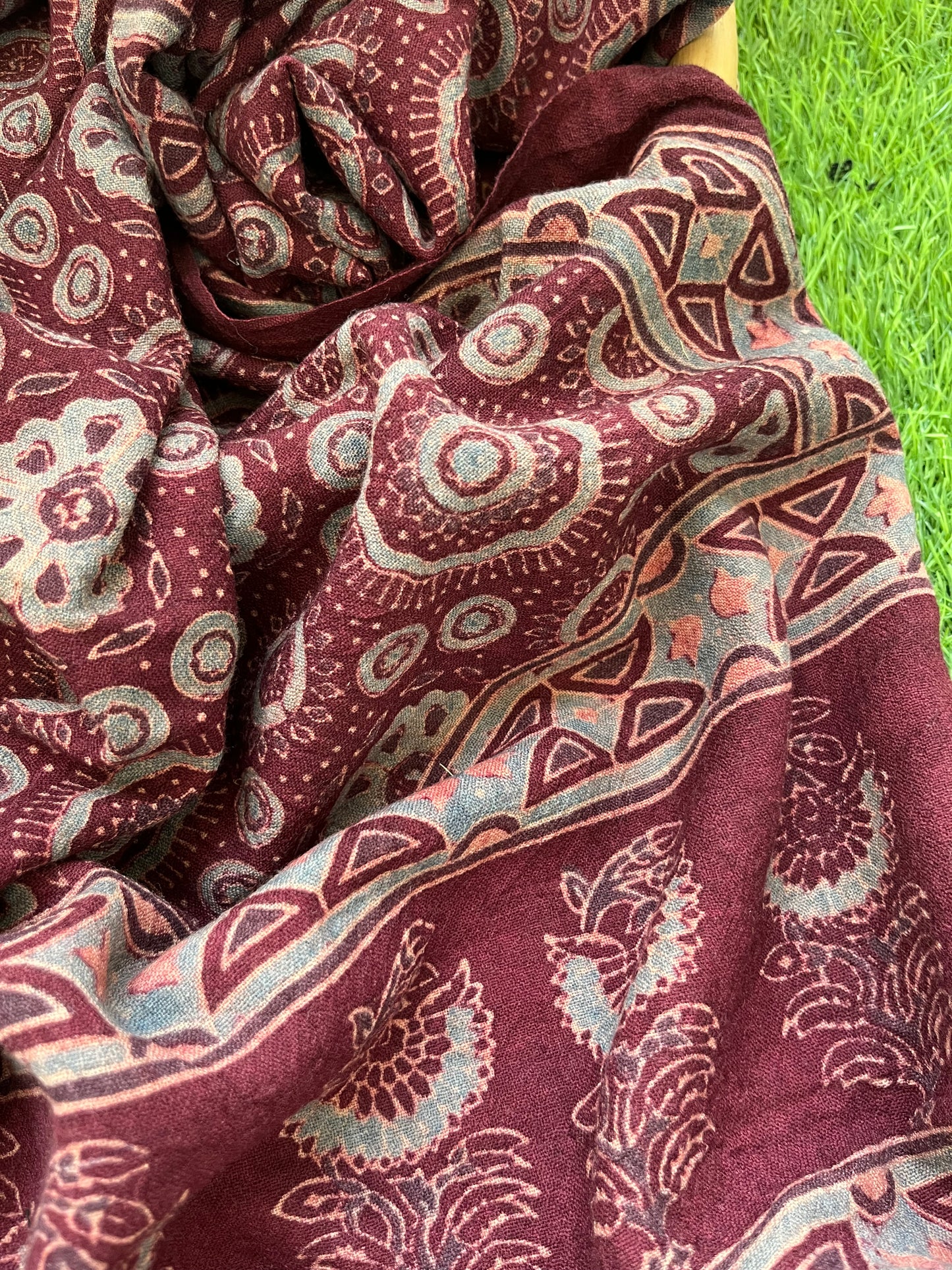 Handwoven ajrakh shawl