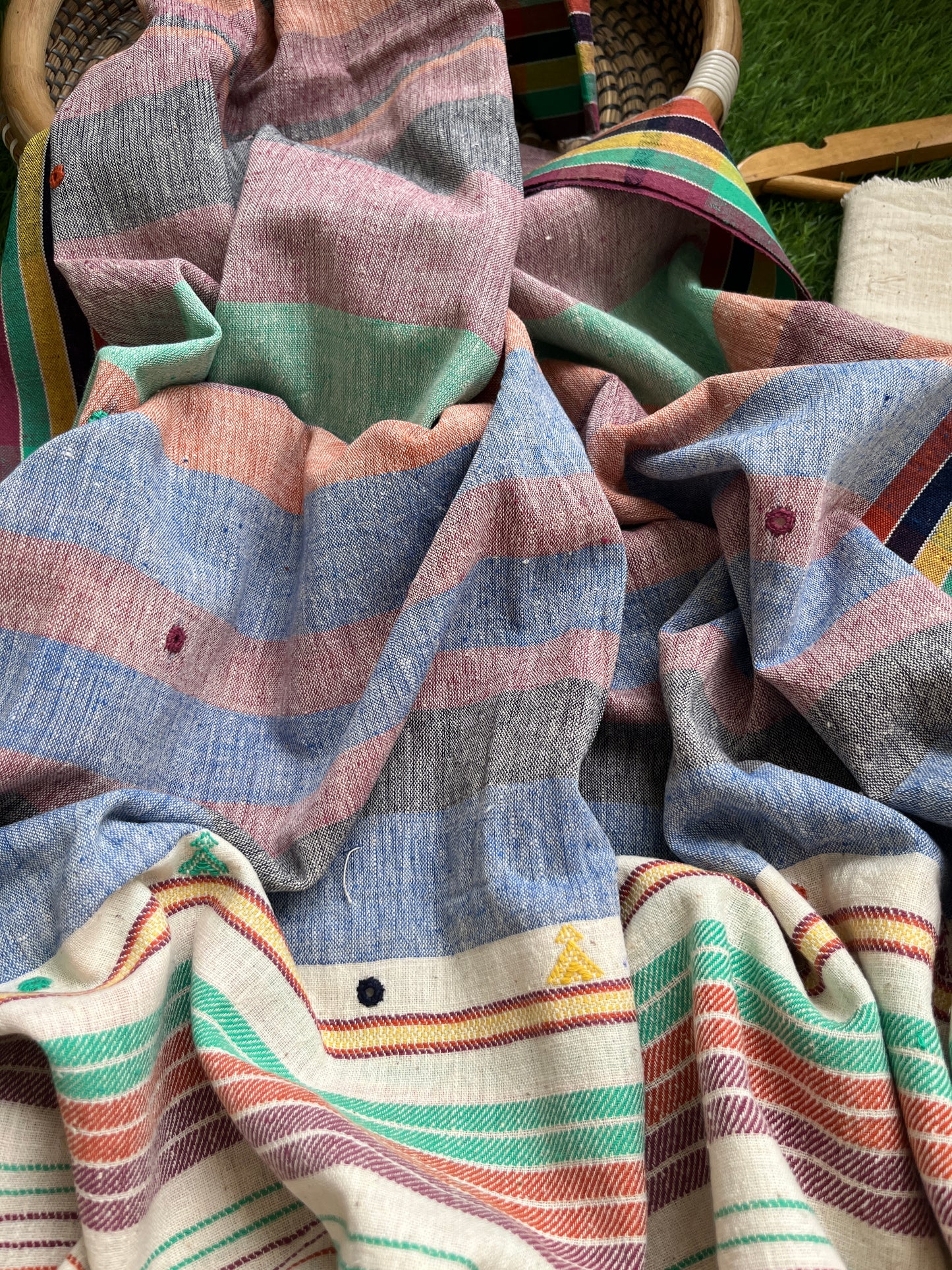 Handwoven organic kala Cotton kurta bottom dupatta