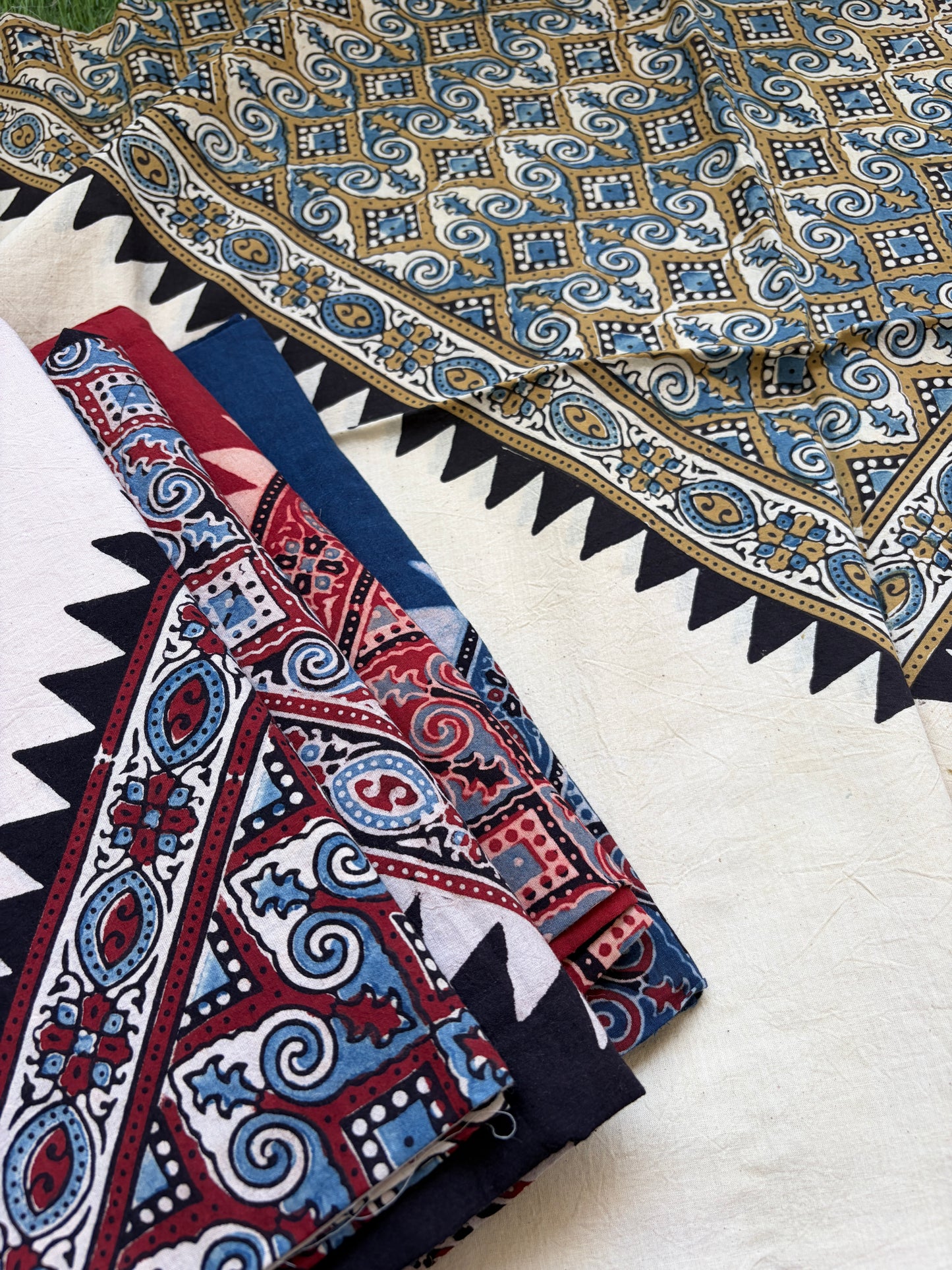 Cotton Ajrakh patterned fabric