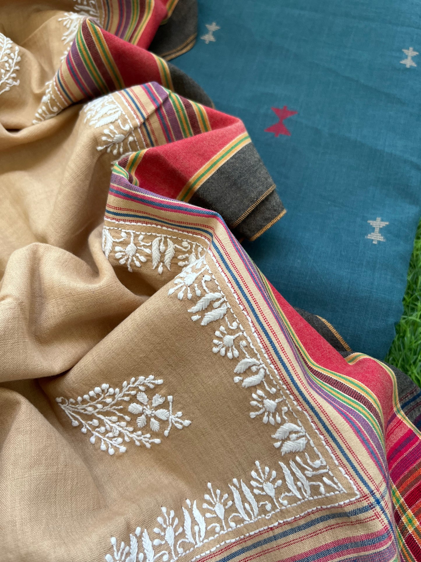 Kala cotton chikan dupatta with Mangalgiri kurta Bottom fabric