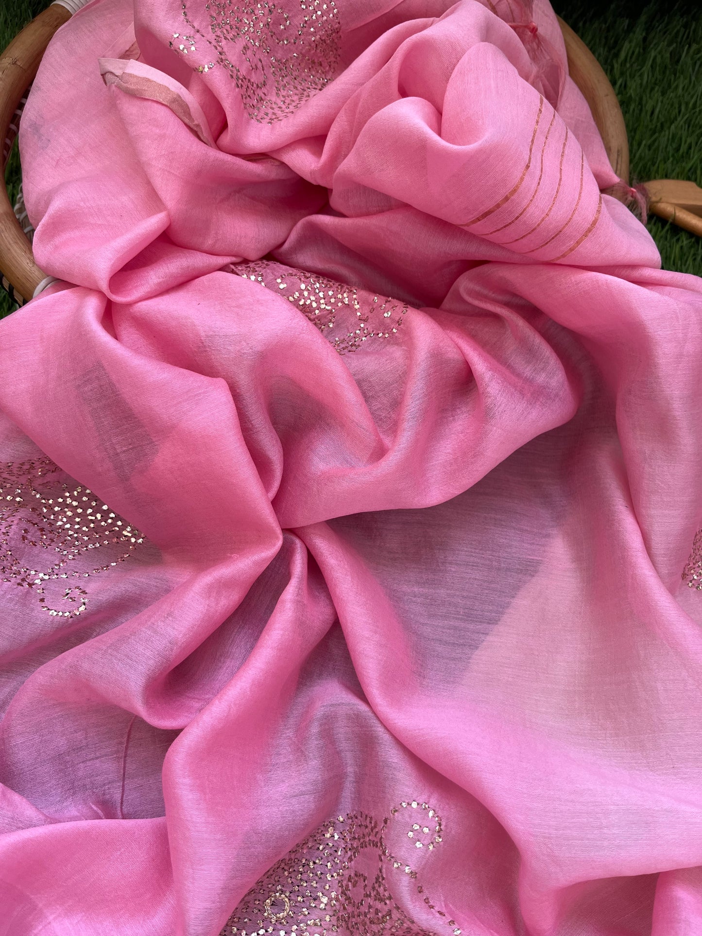 Chanderi Mukaish work Dupatta plain suit fabric