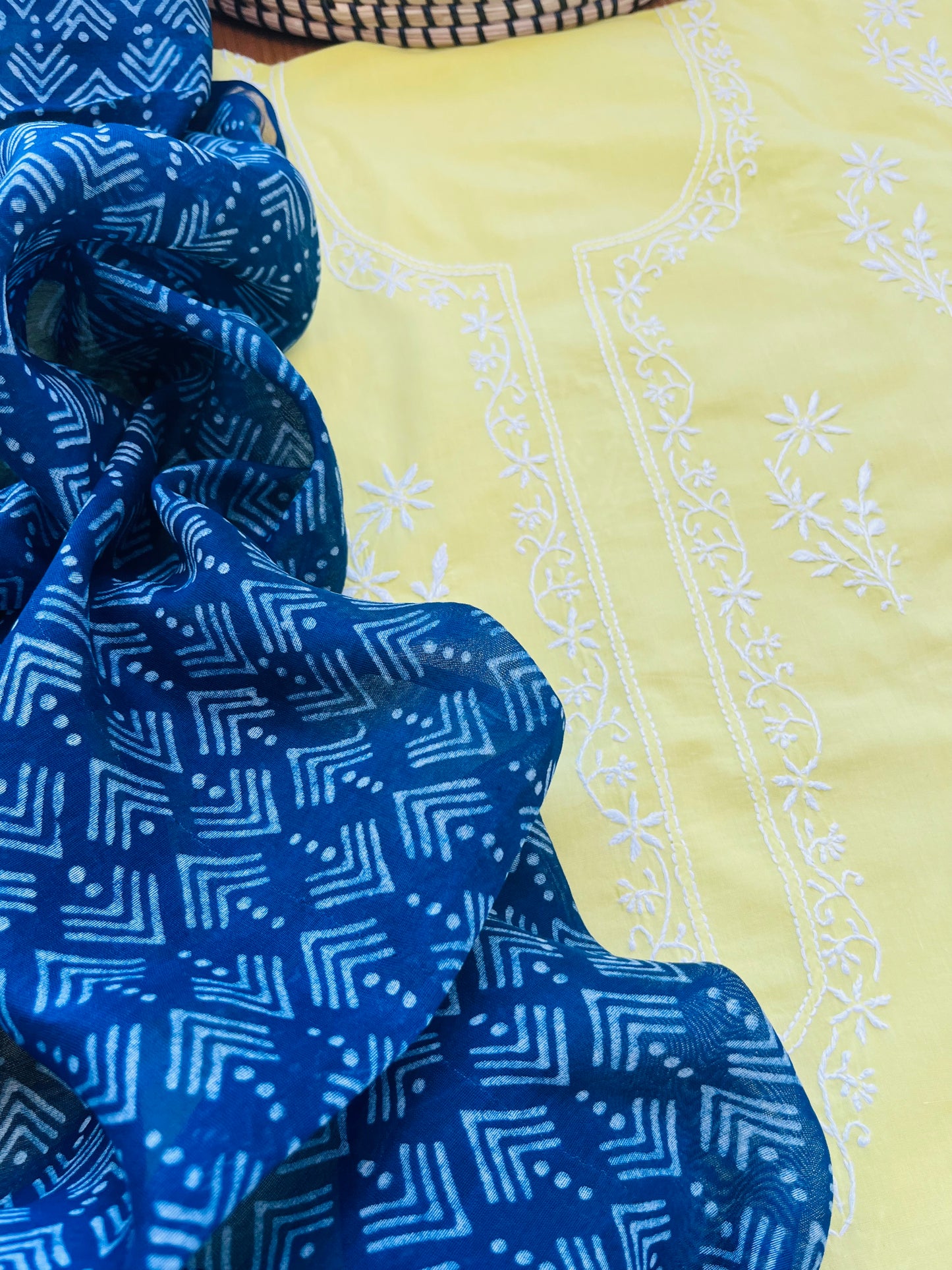 Cotton chikan kurta bottom