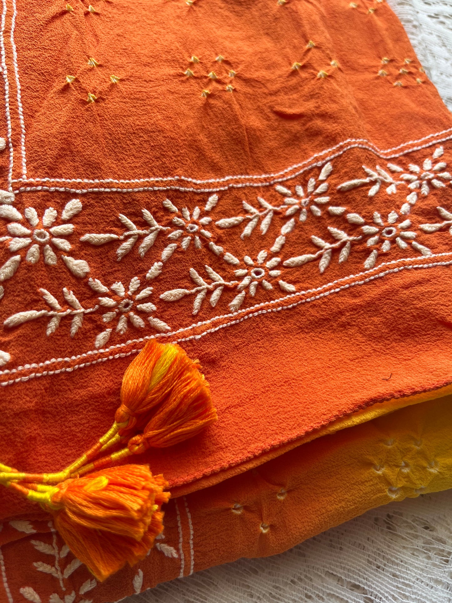 Cotton Chikankari kurta with pure georgette dupatta