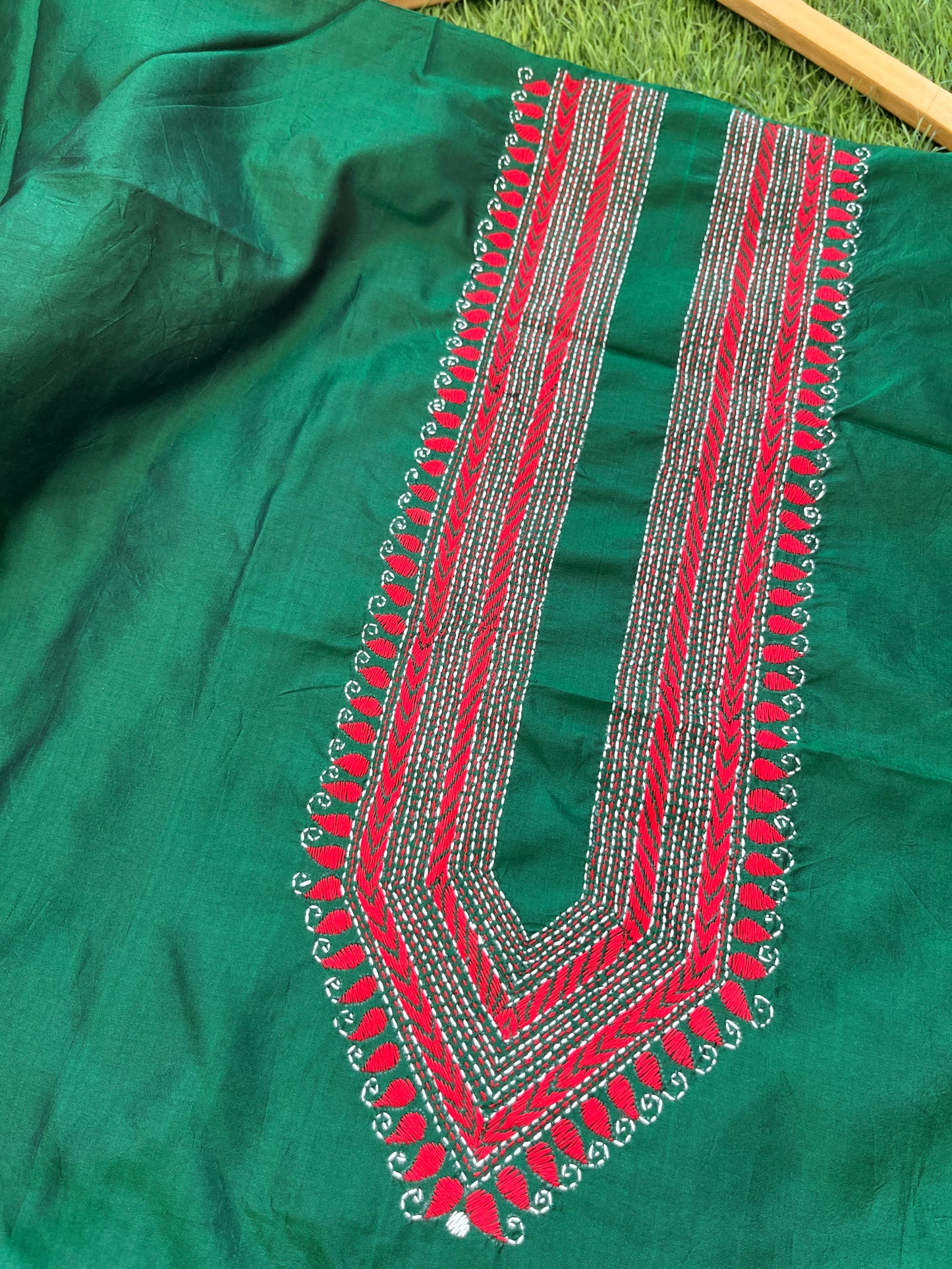 Silk Kantha work kurta fabric