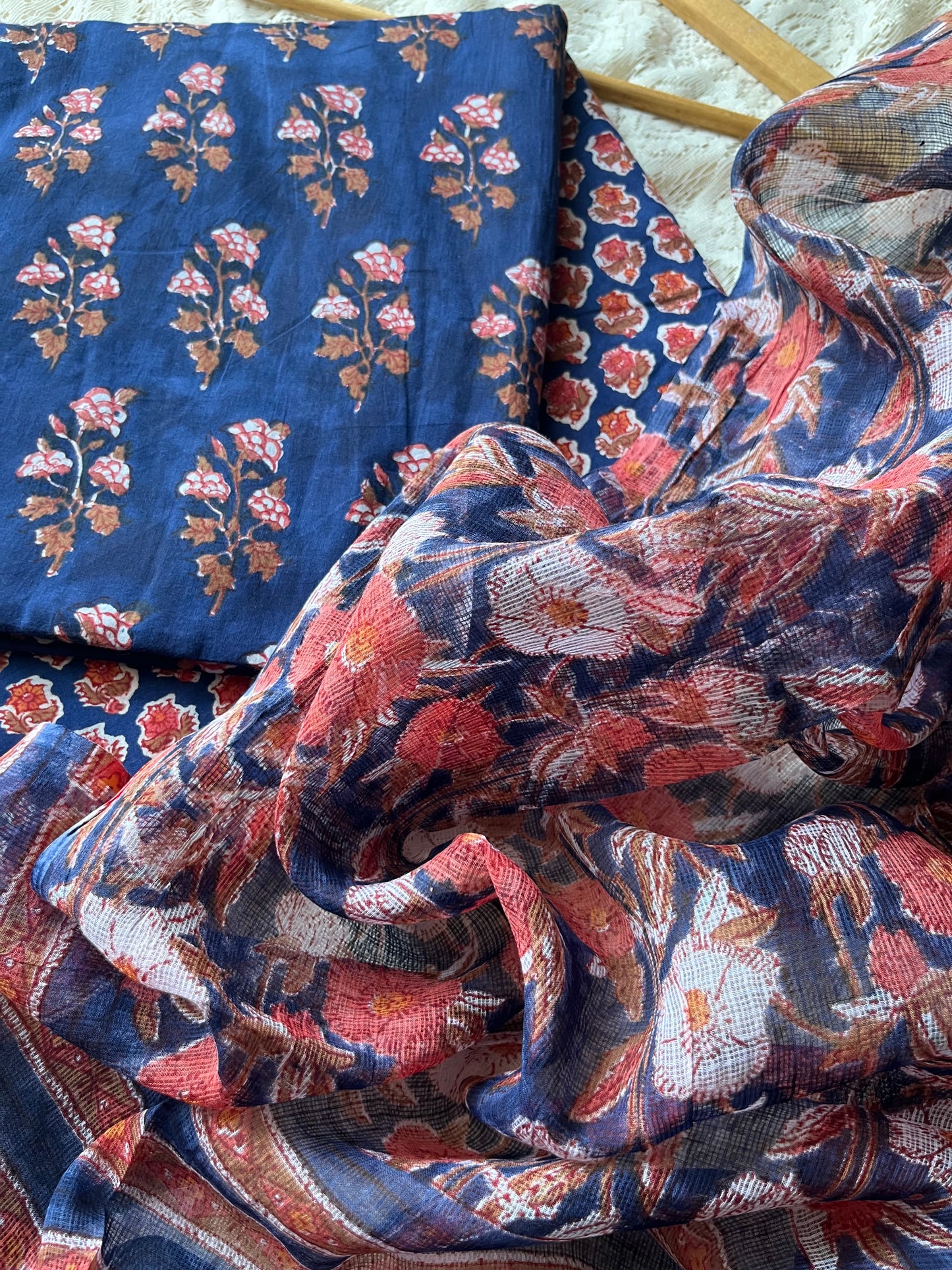 Cotton kurta bottom Kota Doria dupatta