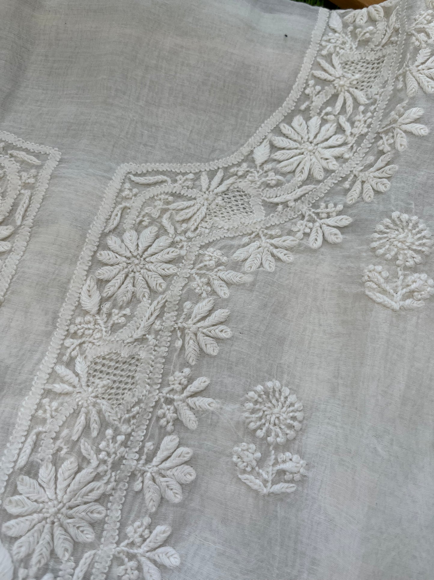 Chanderi chikankari kurta