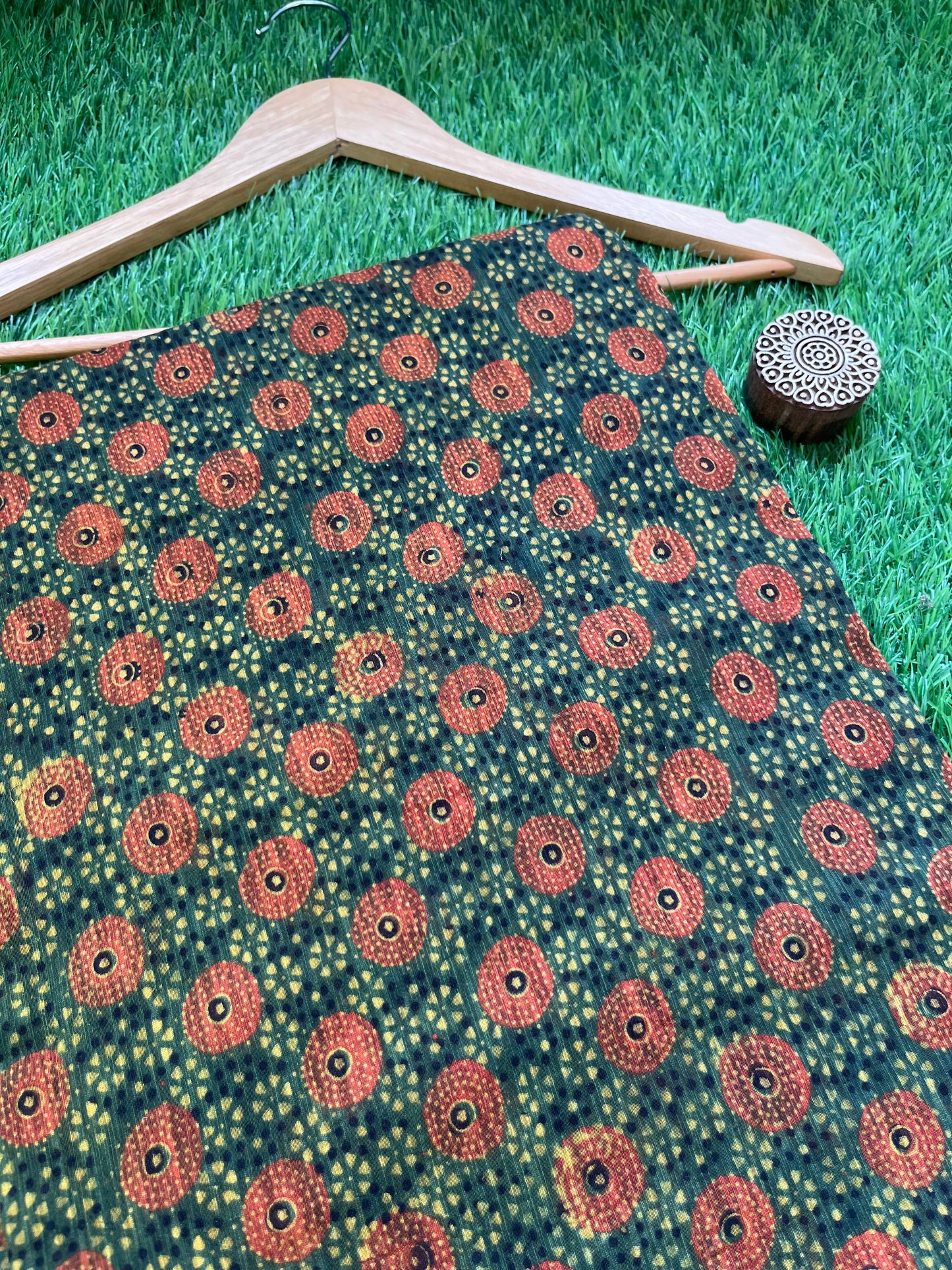 Ajrakh Chanderi fabric