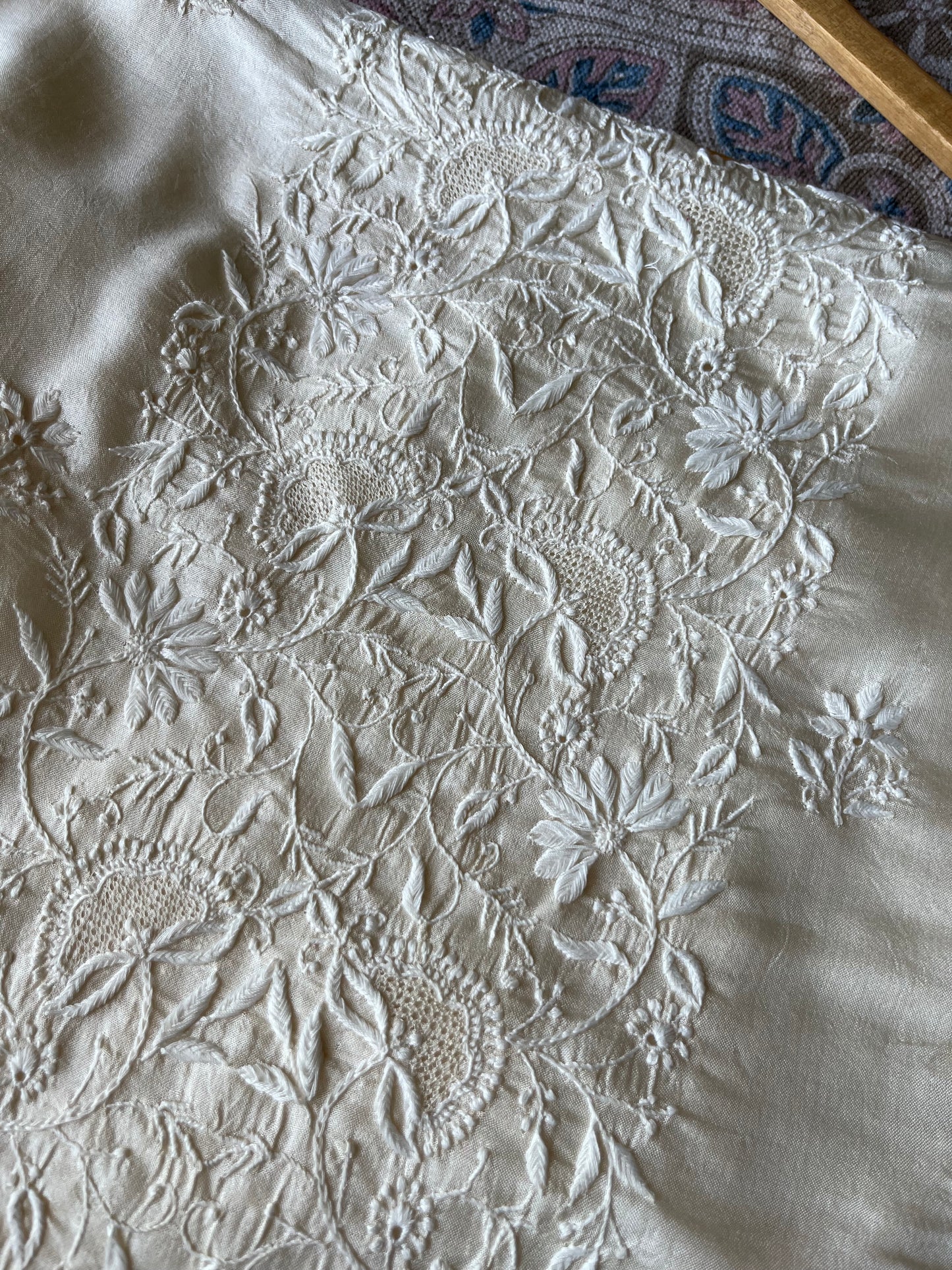 Tussar Silk Chikankari kurta Dupatta