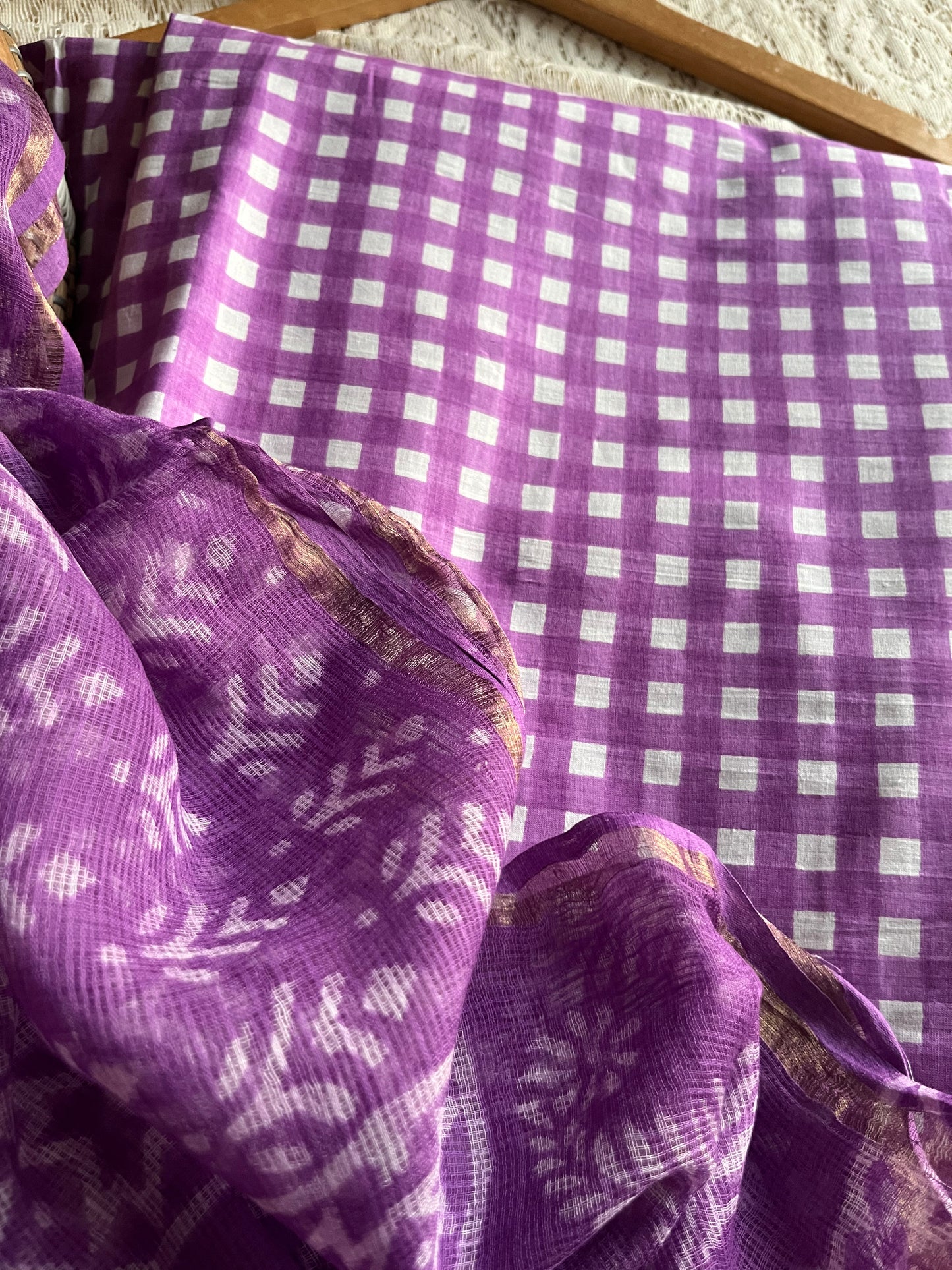 Cotton kurta bottom Kota Doria dupatta