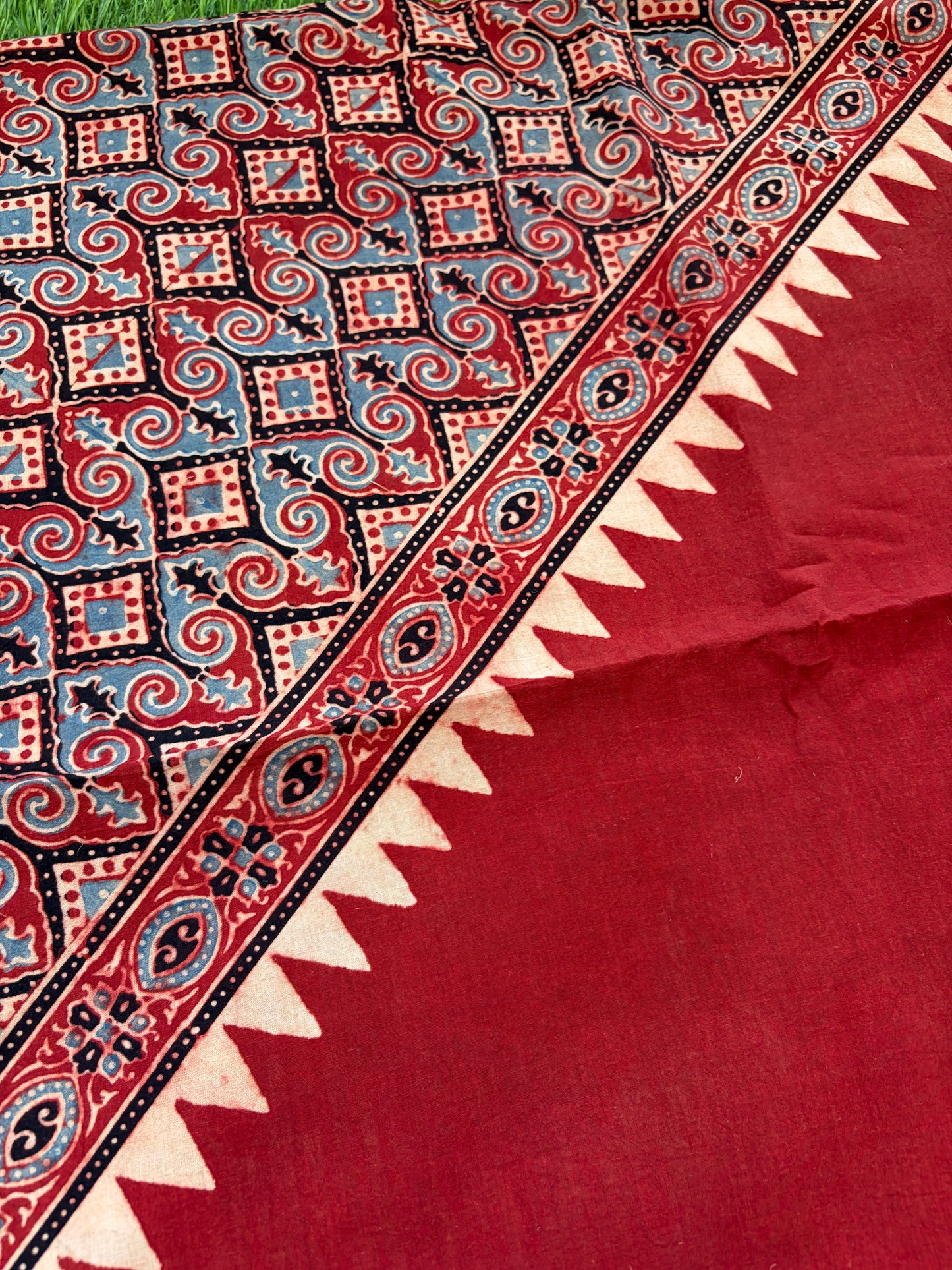 Cotton Ajrakh patterned fabric