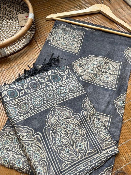 Tussar silk Ajrakh Kurta and dupatta