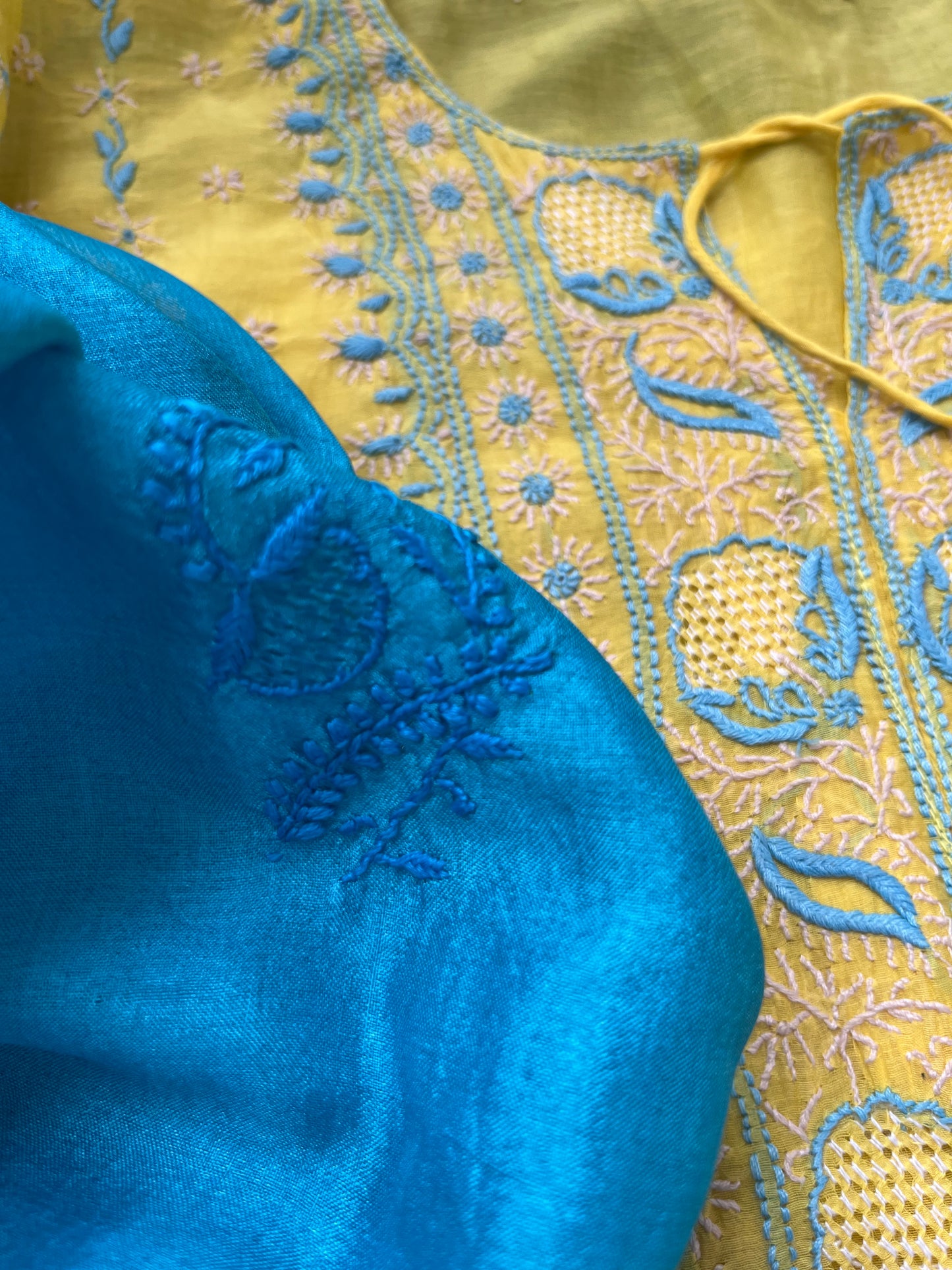 Chanderi Chikankari Kurta silk Dupatta