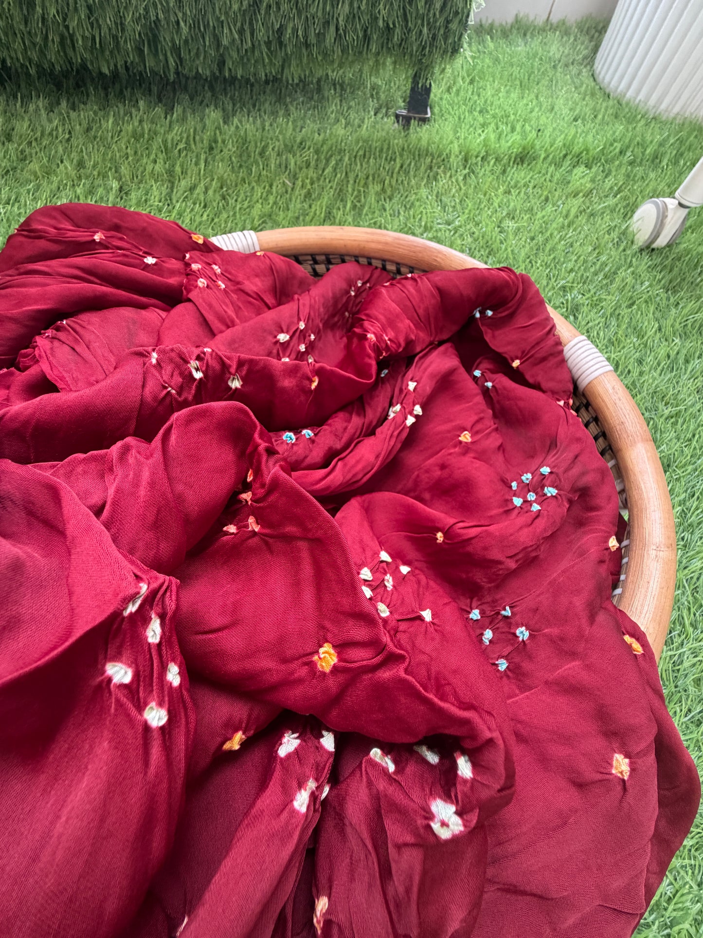 Modal silk bandhani fabric
