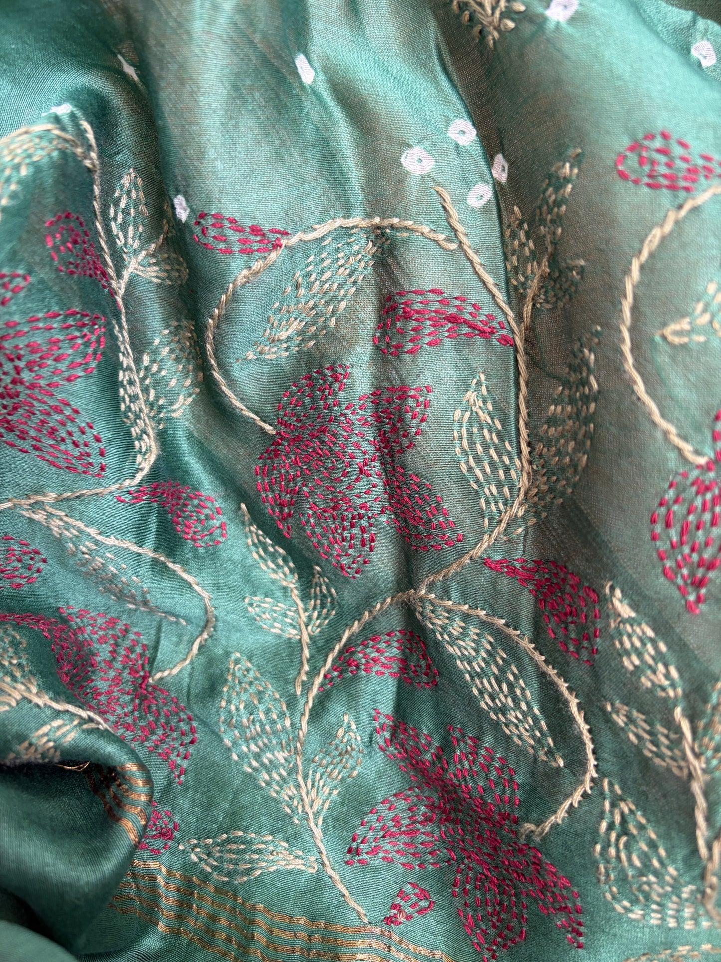 Plain mangalgiri kurta bottom pure chanderi bandhani chikankari dupatta