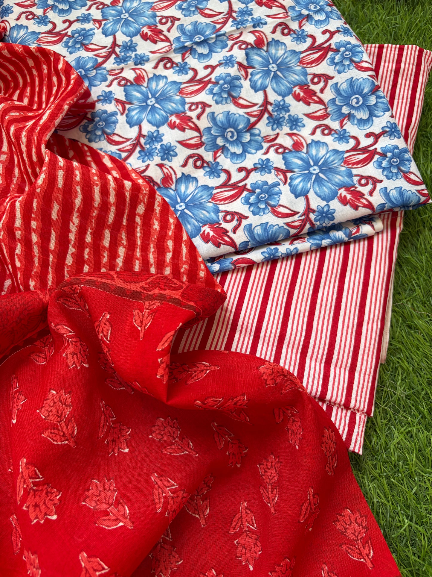 Cotton leheriya and block print set