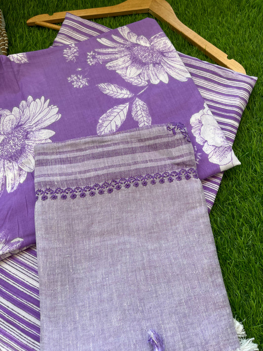 Cotton block print kurta bottom fabric chikan work dupatta