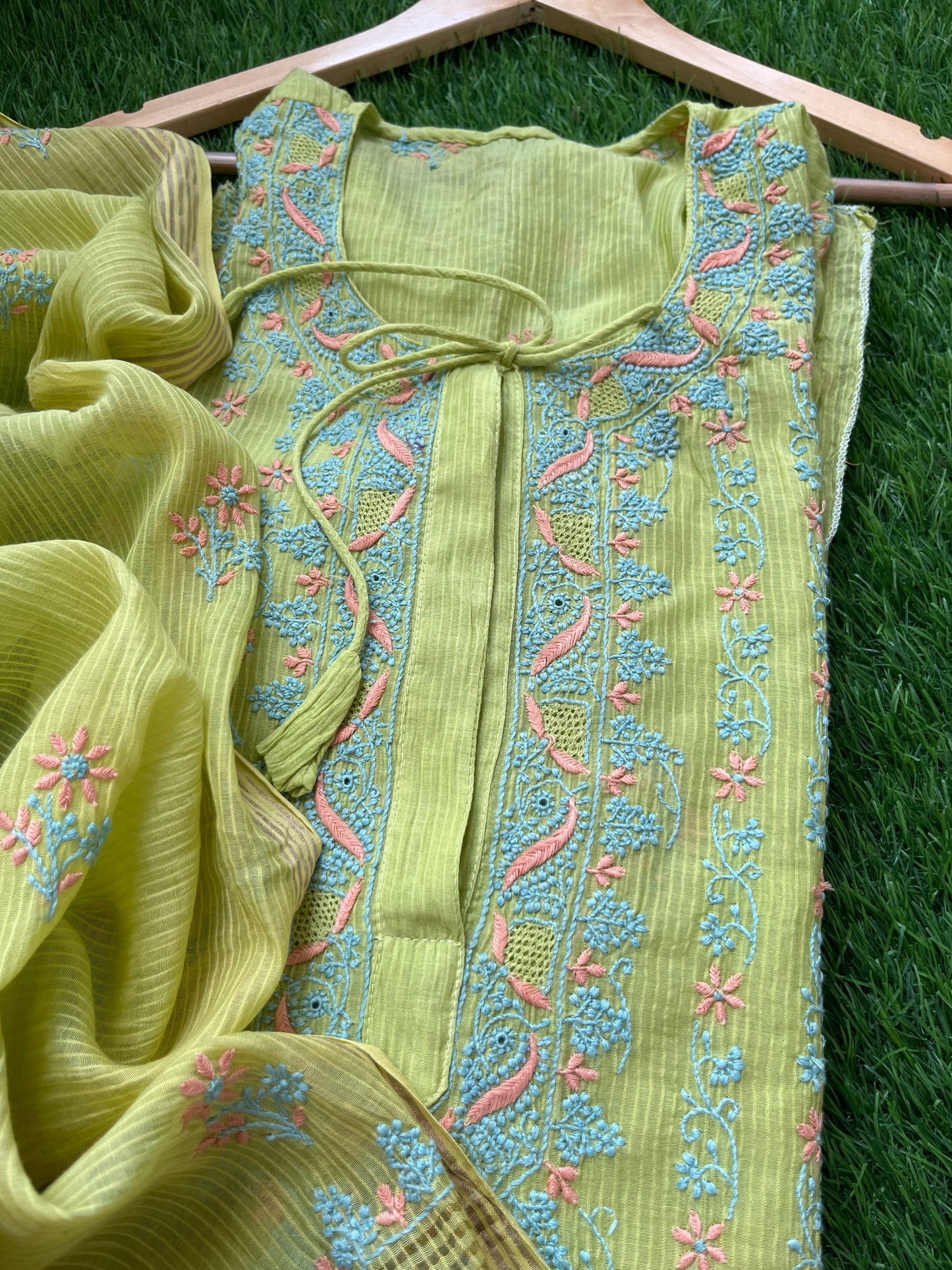 Chanderi Chikankari Kurta Dupatta