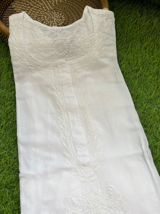 Mul chikankari kurta ( Semi Stitched)