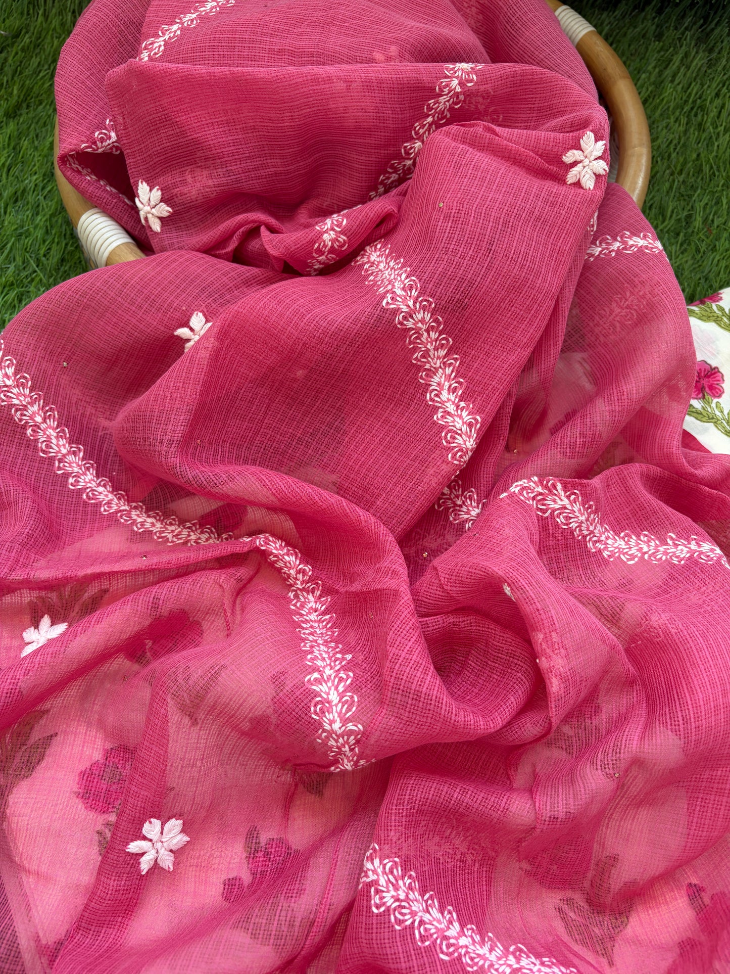 Cotton kurta Kota Doria chikankari dupatta