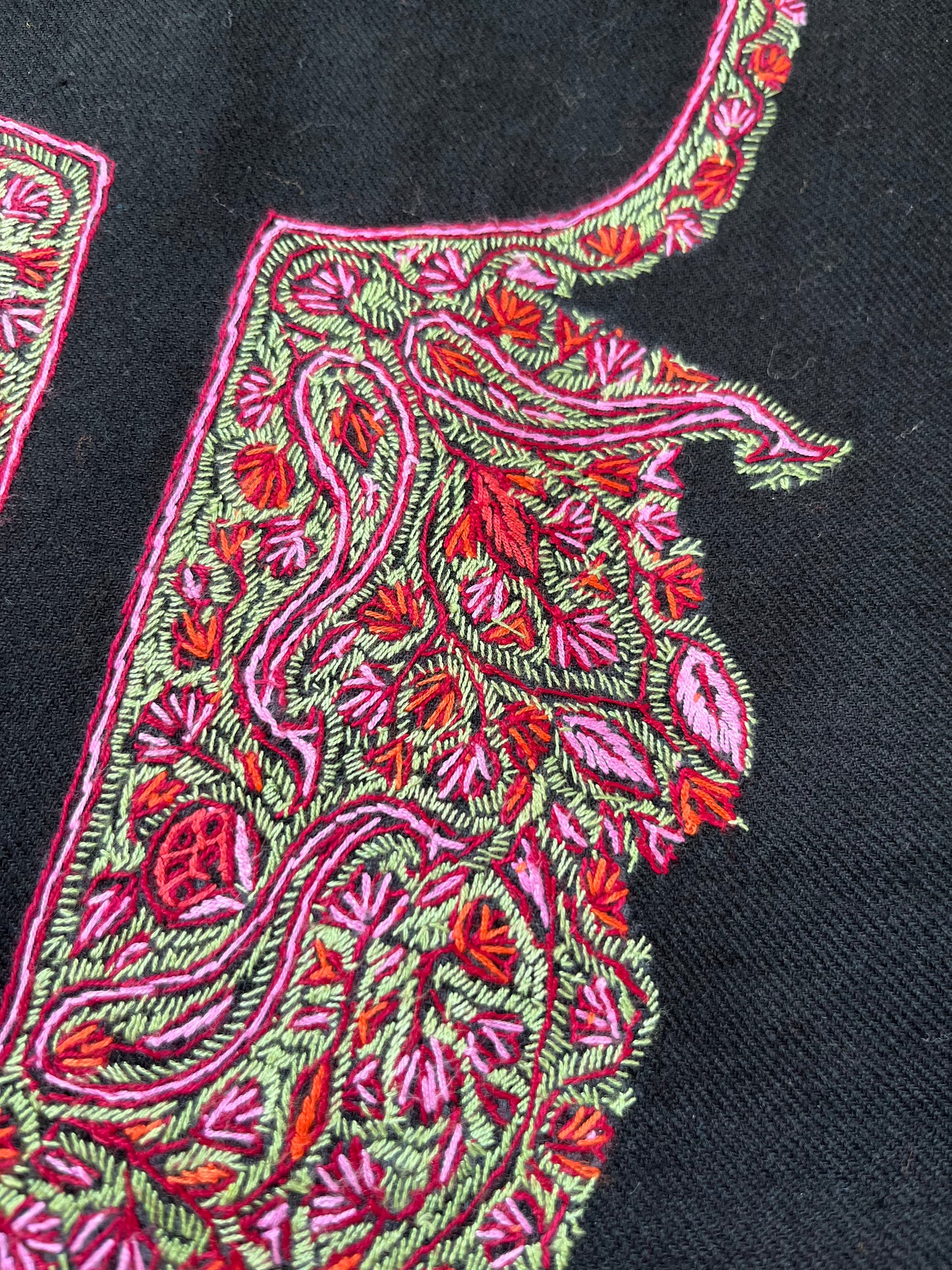 Woollen sozni hand embroidered suit