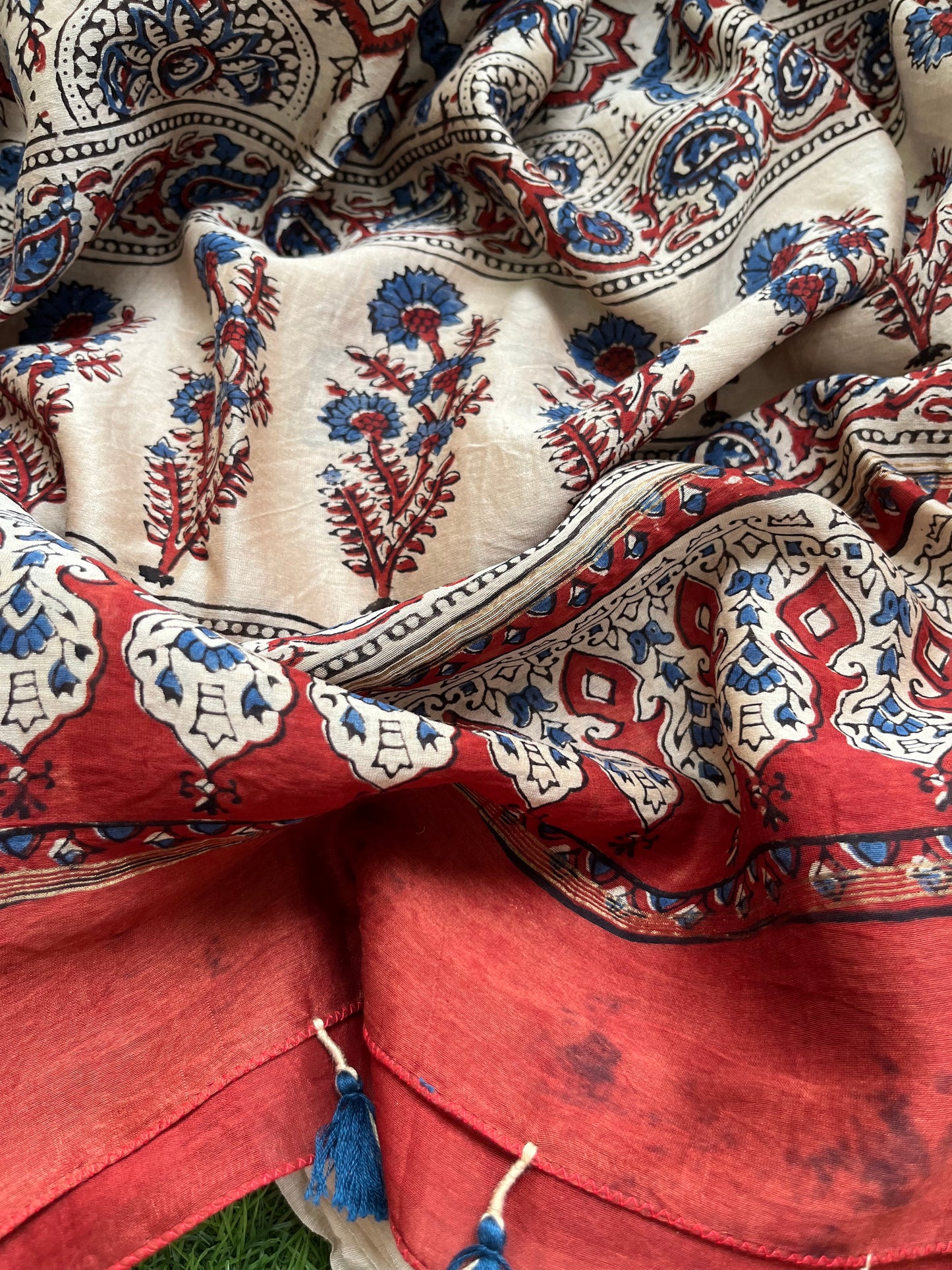 Cotton slub ajrakh kurta chanderi ajrakh dupatta