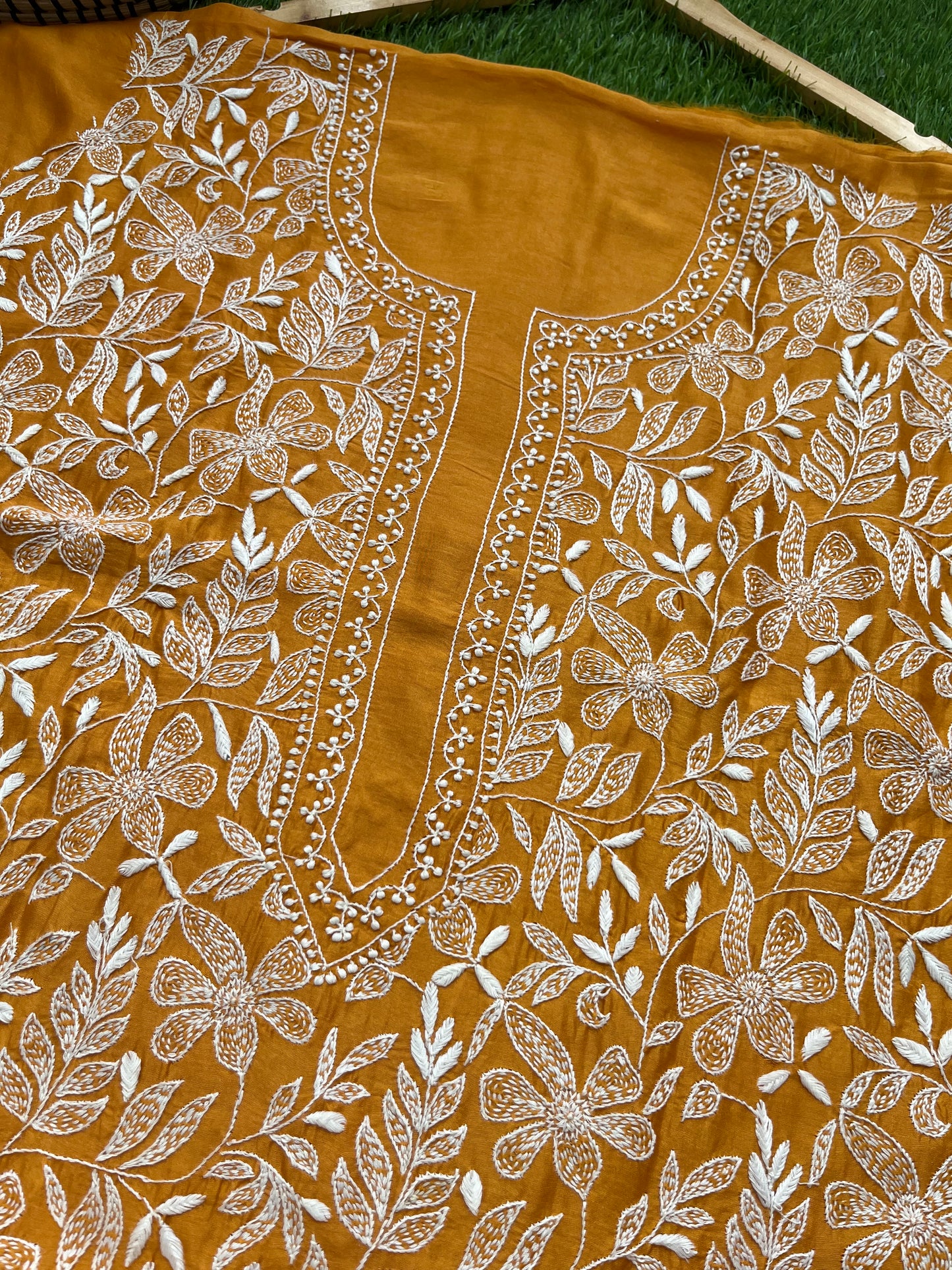 Chanderi chikankari kurta