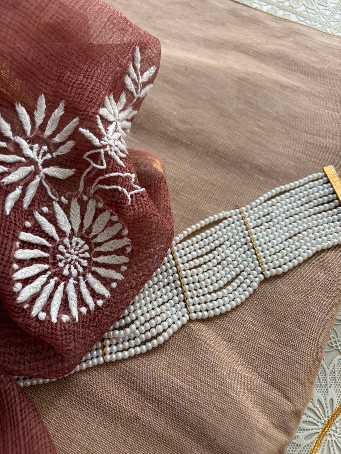 Mangalgiri kurta bottom Kota Doria chikankari dupatta