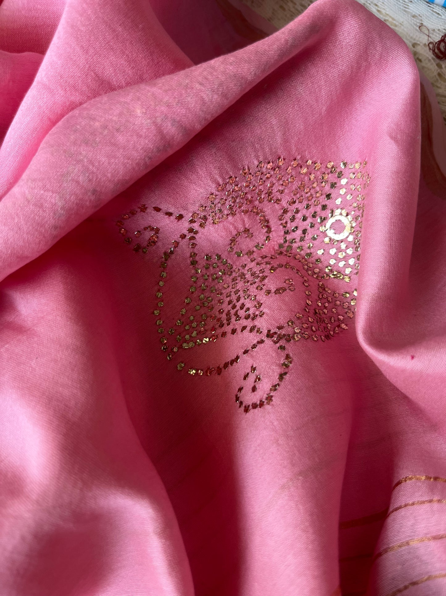 Chanderi Mukaish work Dupatta cotton kurta bottom fabric