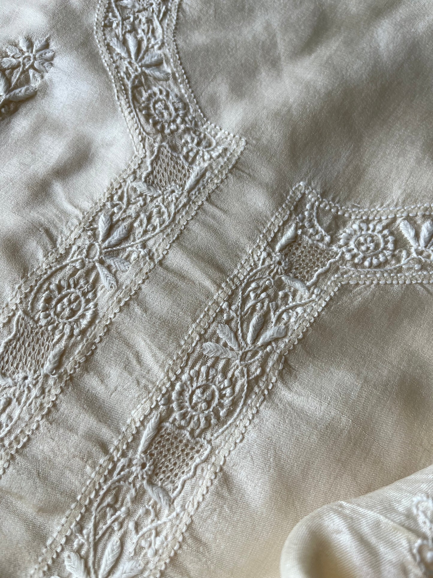 Tussar Silk Chikankari kurta Dupatta
