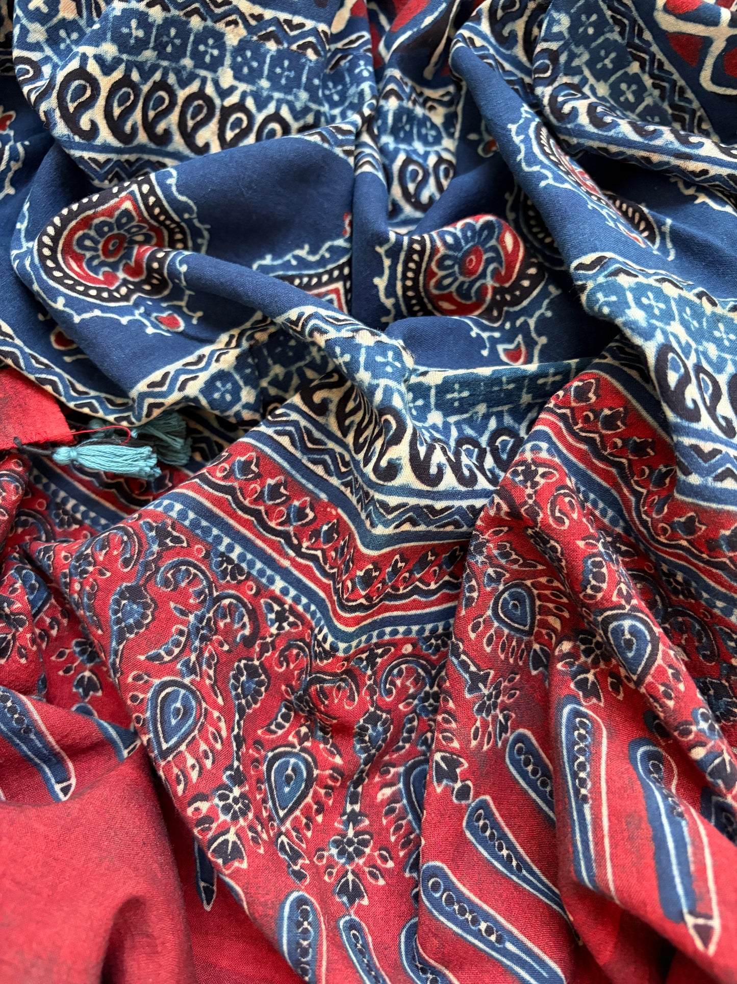 Ajrakh Cotton Mirror work kurta Dupatta