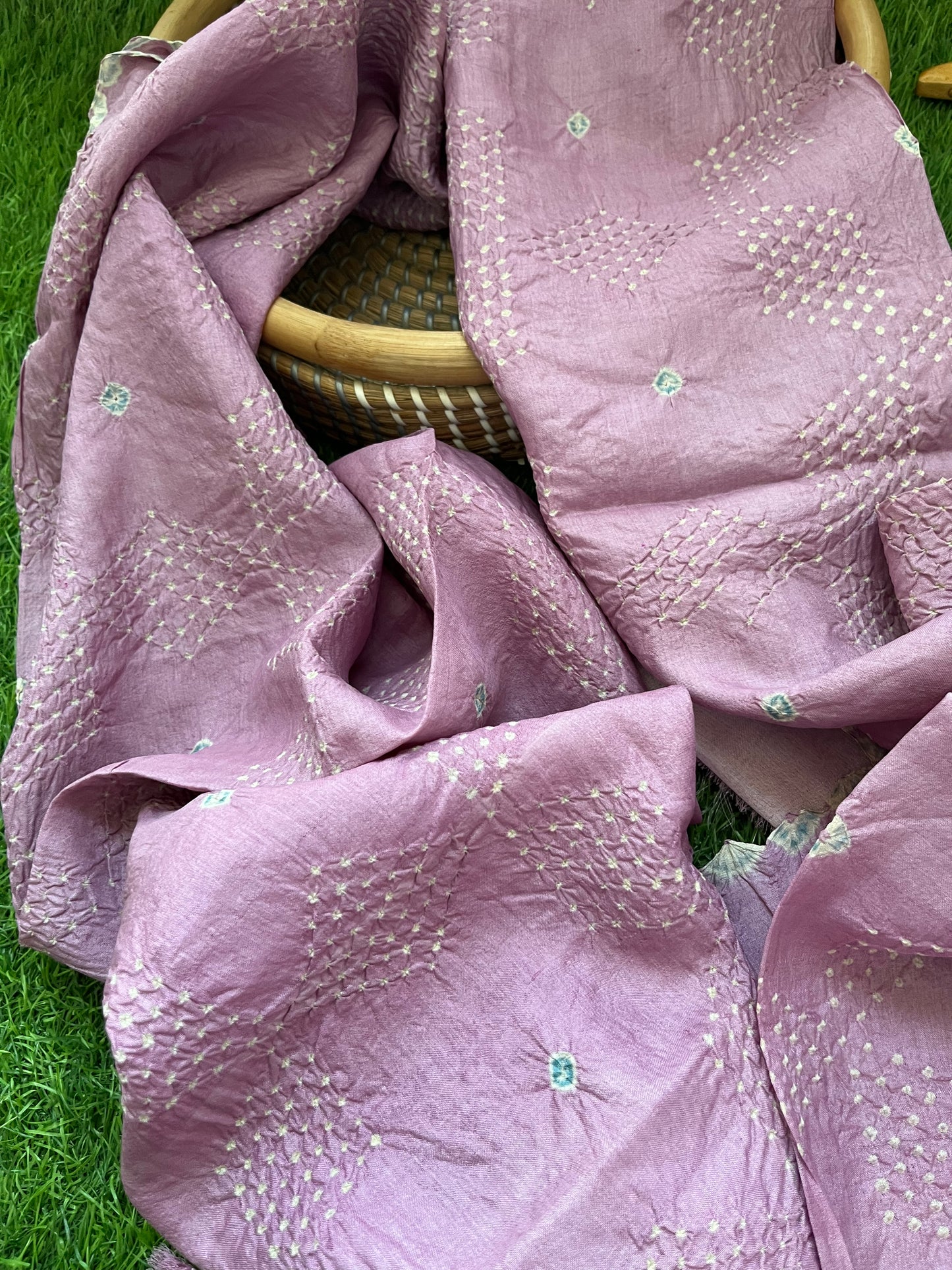 Tussar silk Bandhani dupatta plain kurta