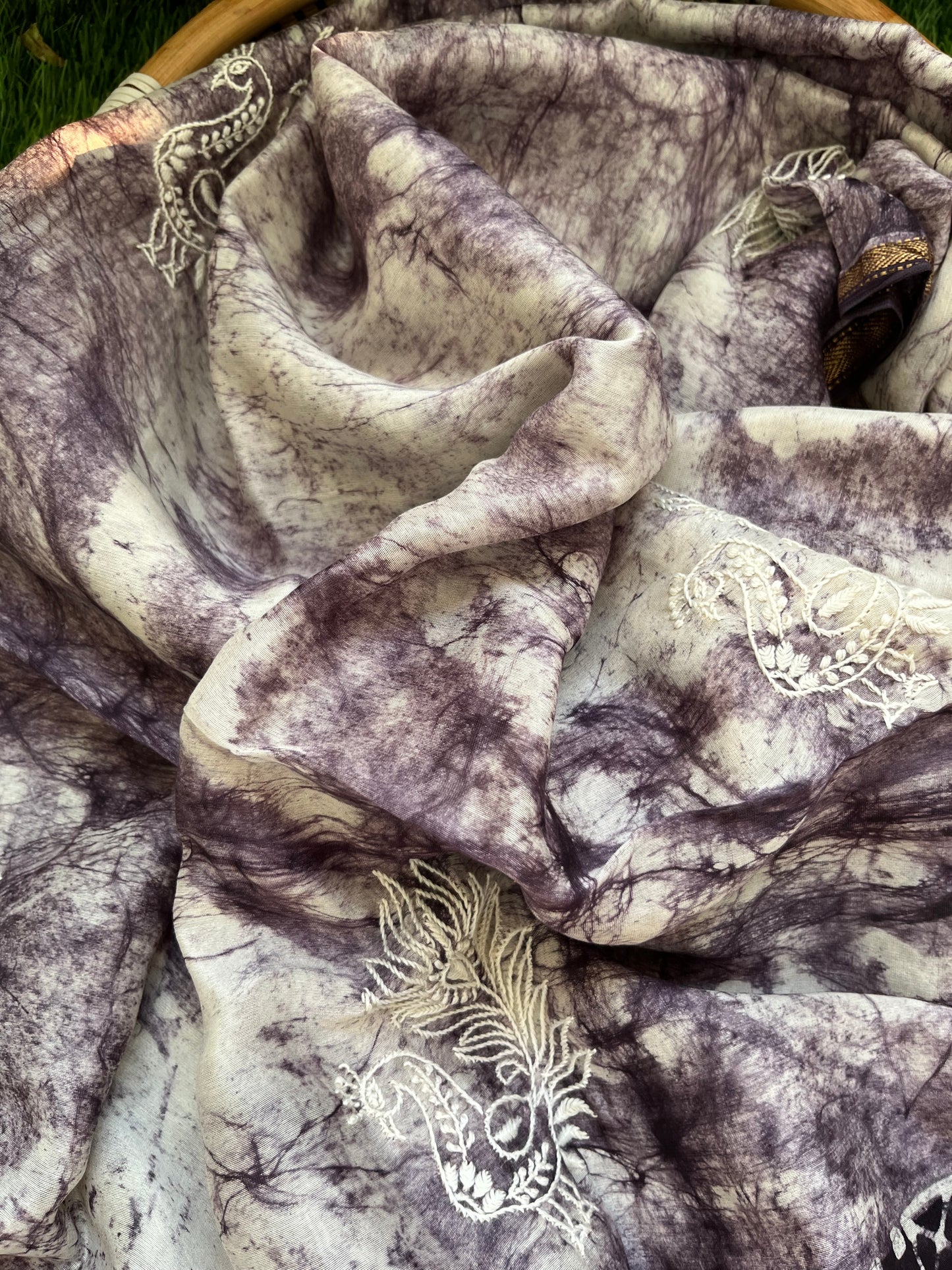 Baatik Chanderi chikankari Dupatta