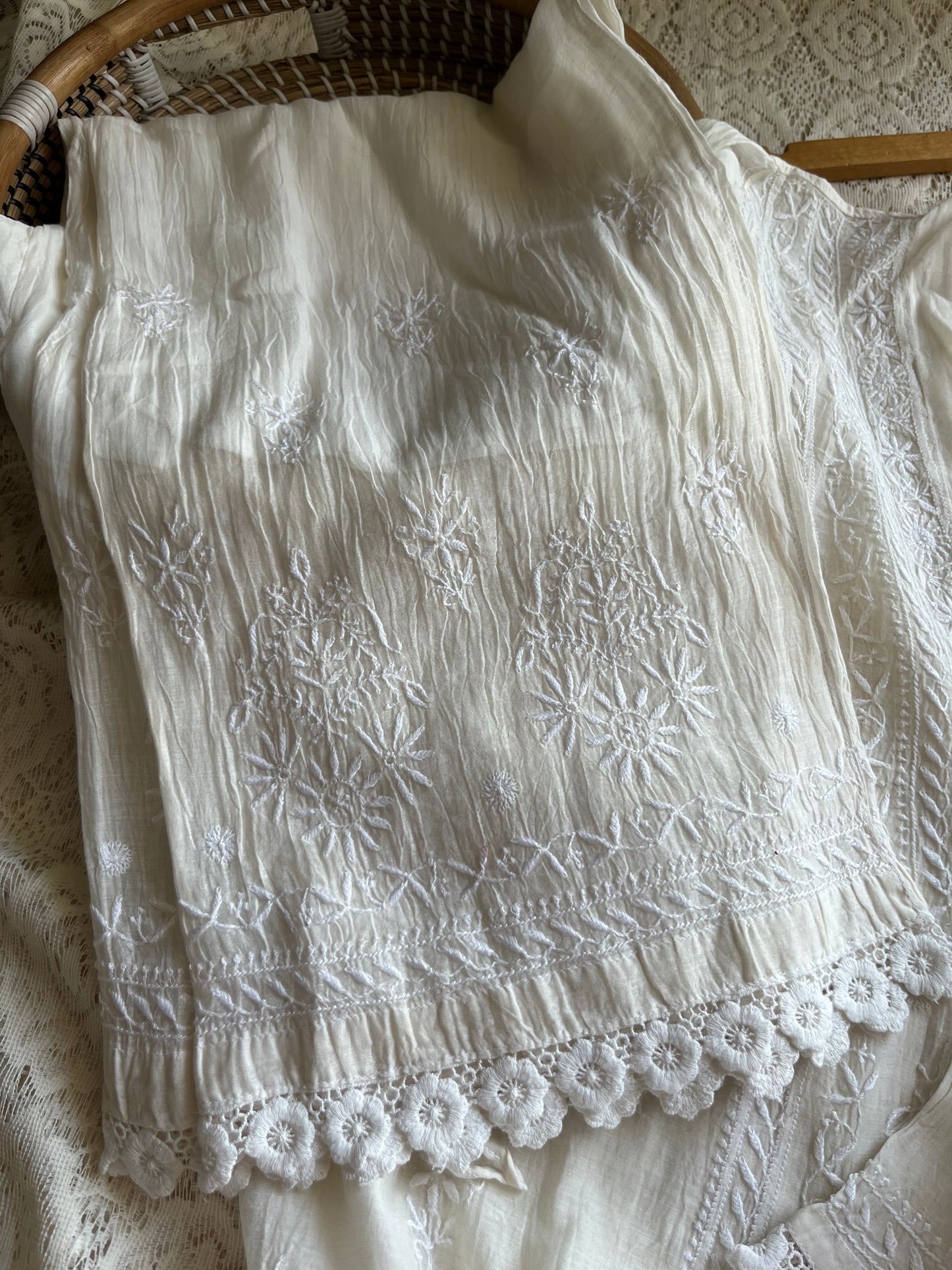 Chanderi chikan shirt and a-bottom