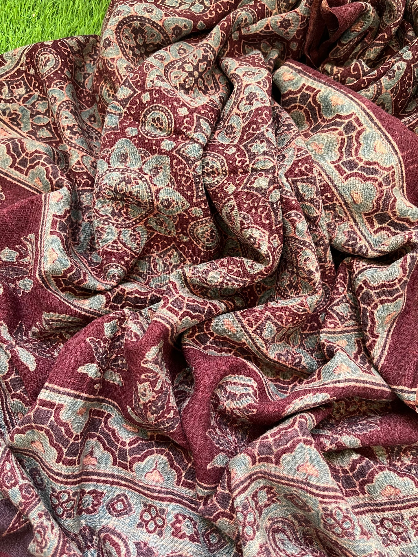 Handwoven ajrakh shawl