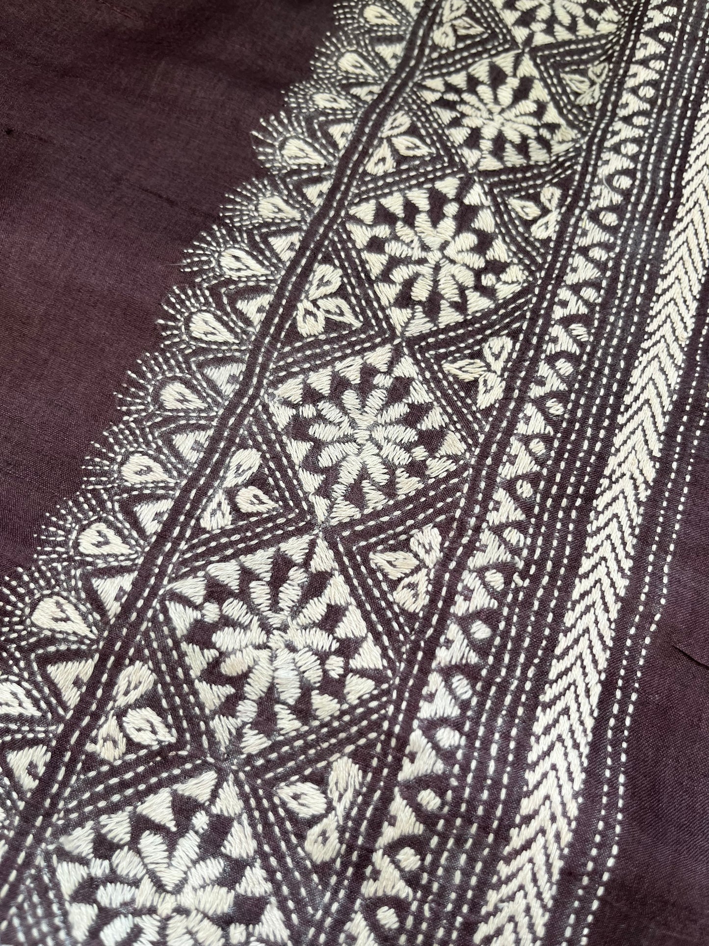 Silk Kantha work kurta fabric