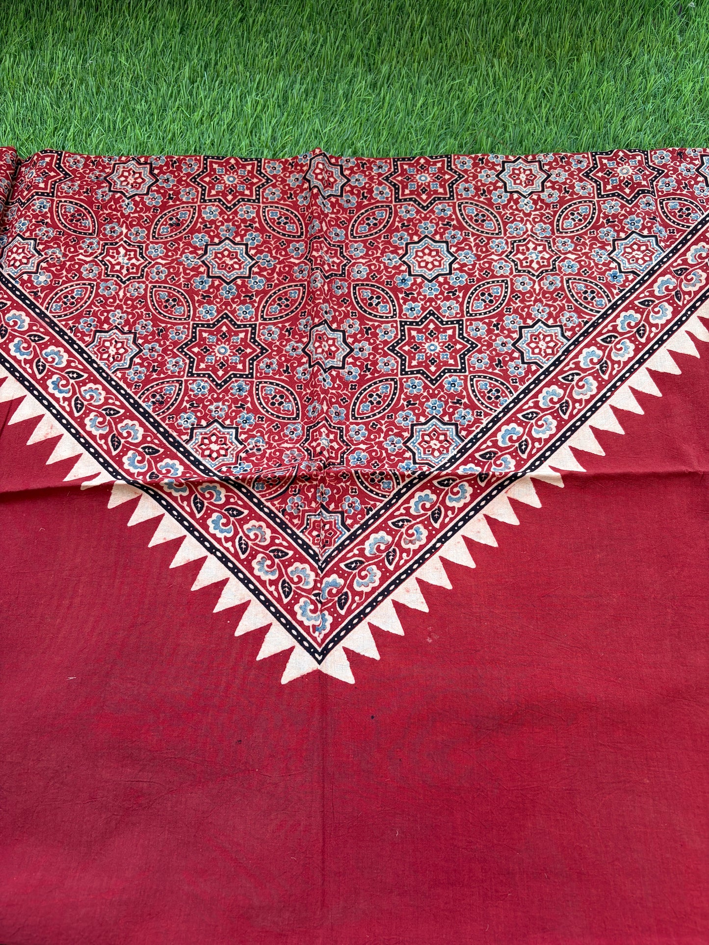 Cotton Ajrakh patterned fabric