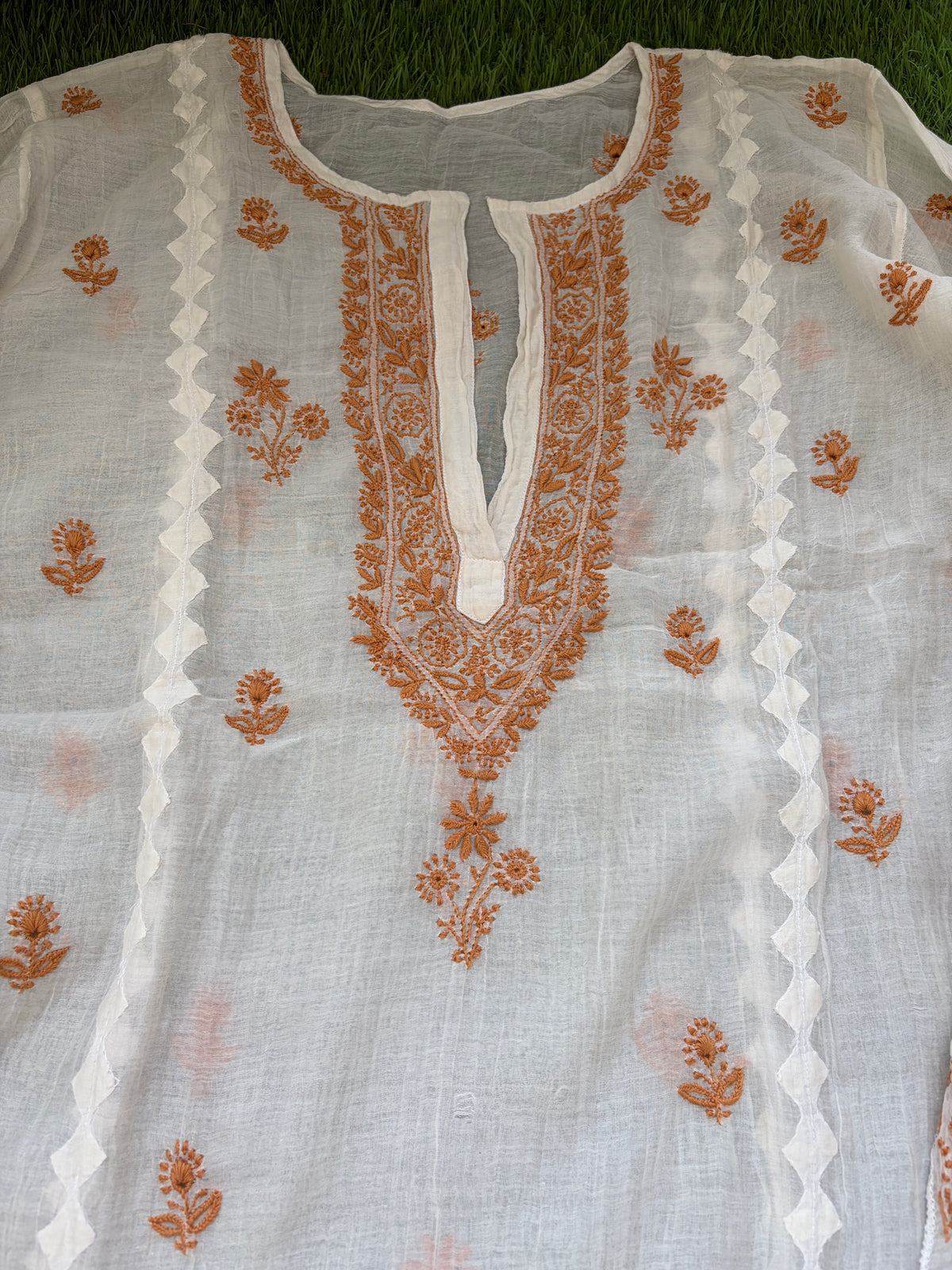 Chikankari daraz chanderi Kurta