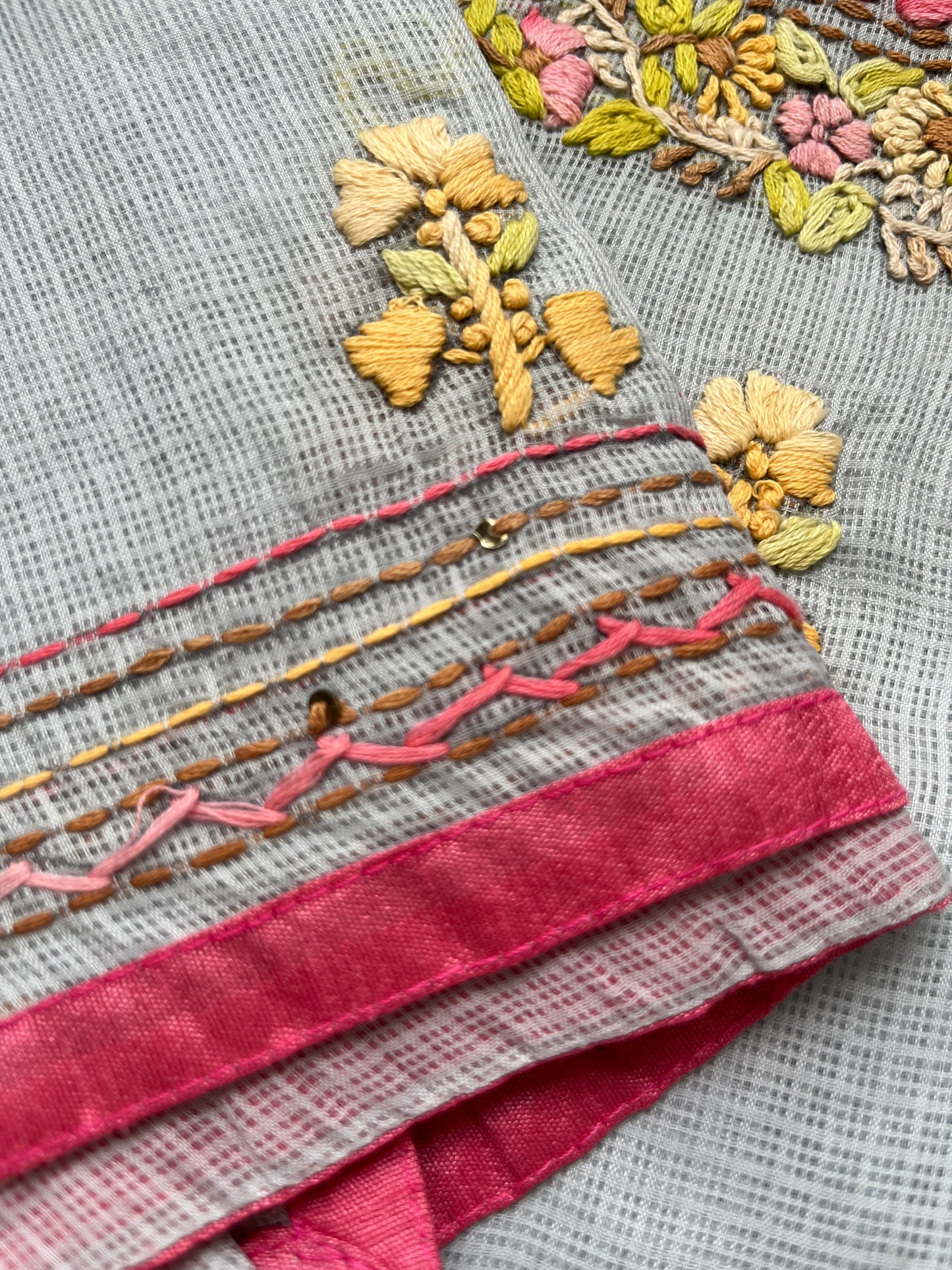 Kota hand embroidered kurta dupatta and plain bottom fabric