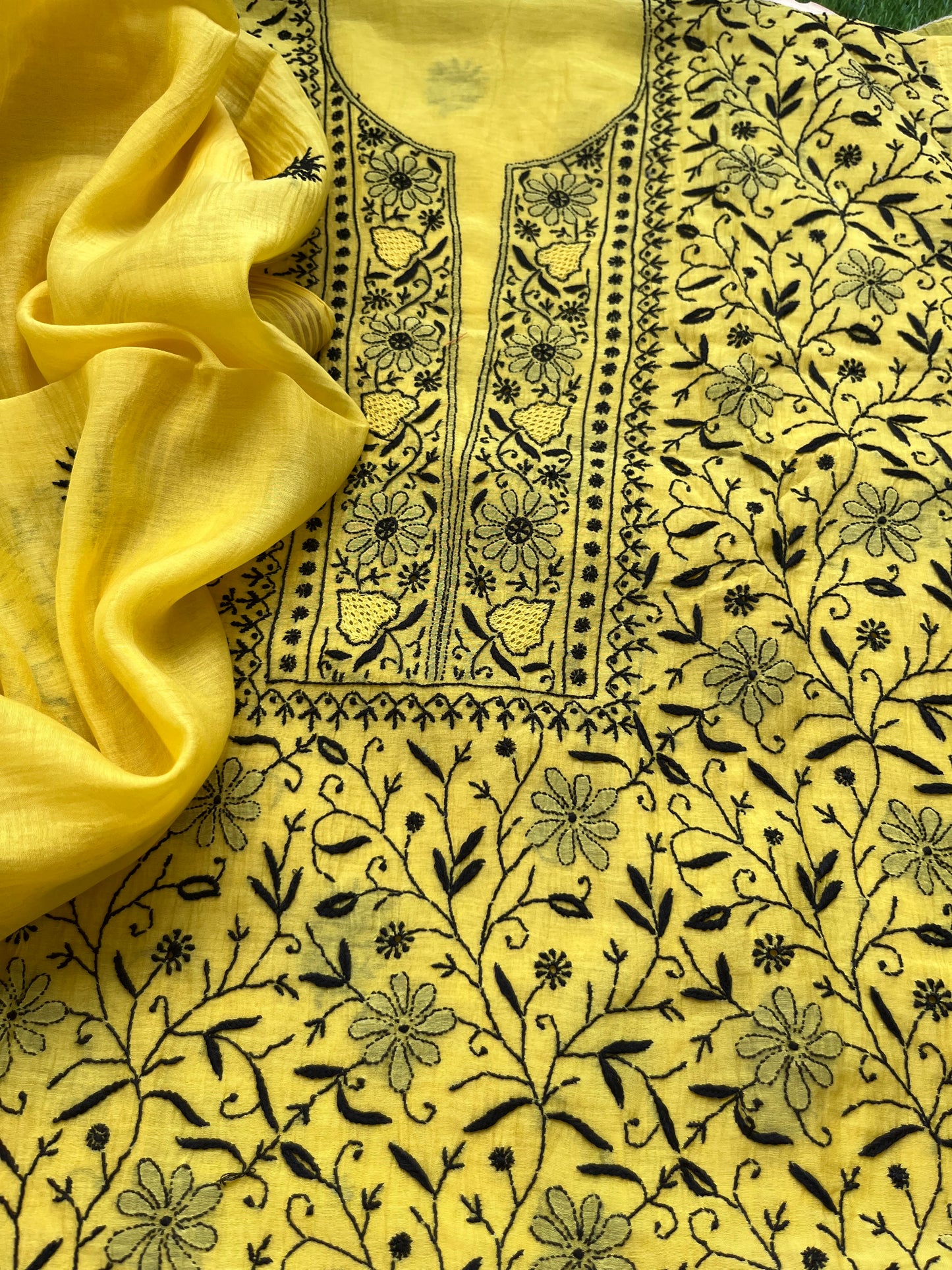 Chanderi Chikankari Kurta Dupatta