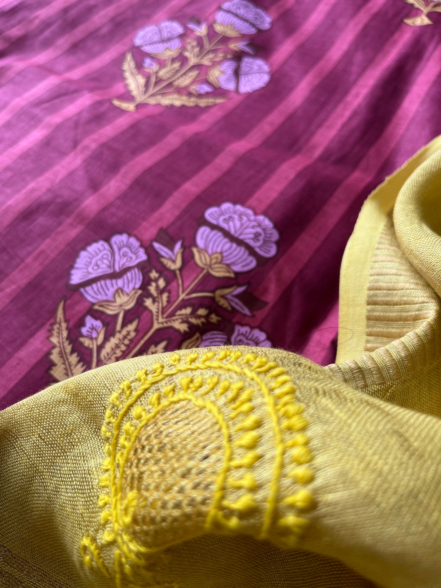 Cotton block print kurta bottom fabric chikan work dupatta