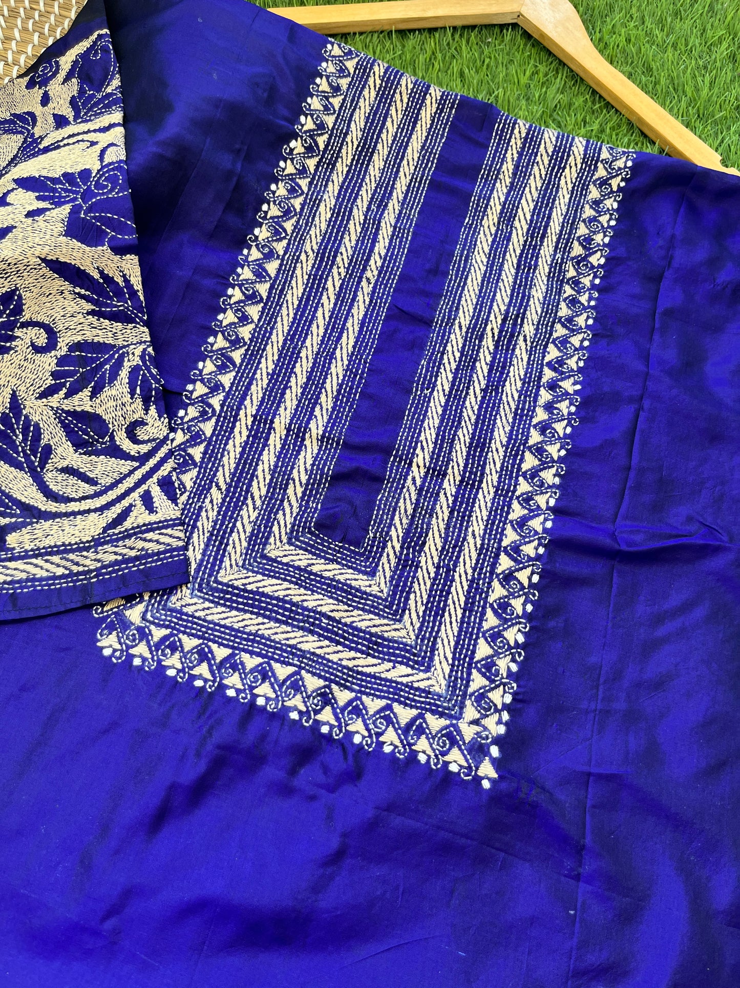 Silk Kantha work kurta fabric