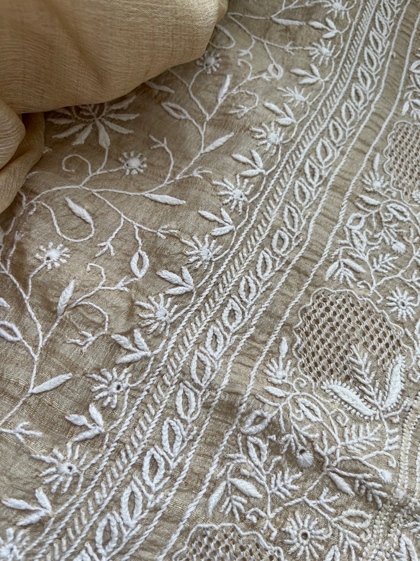 Tussar Silk Chikankari kurta  Dupatta