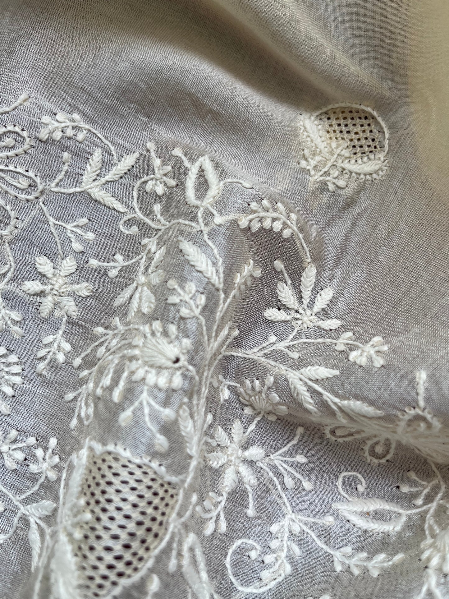 Silk sindhi work kurta fabric with silk chikankari dupatta