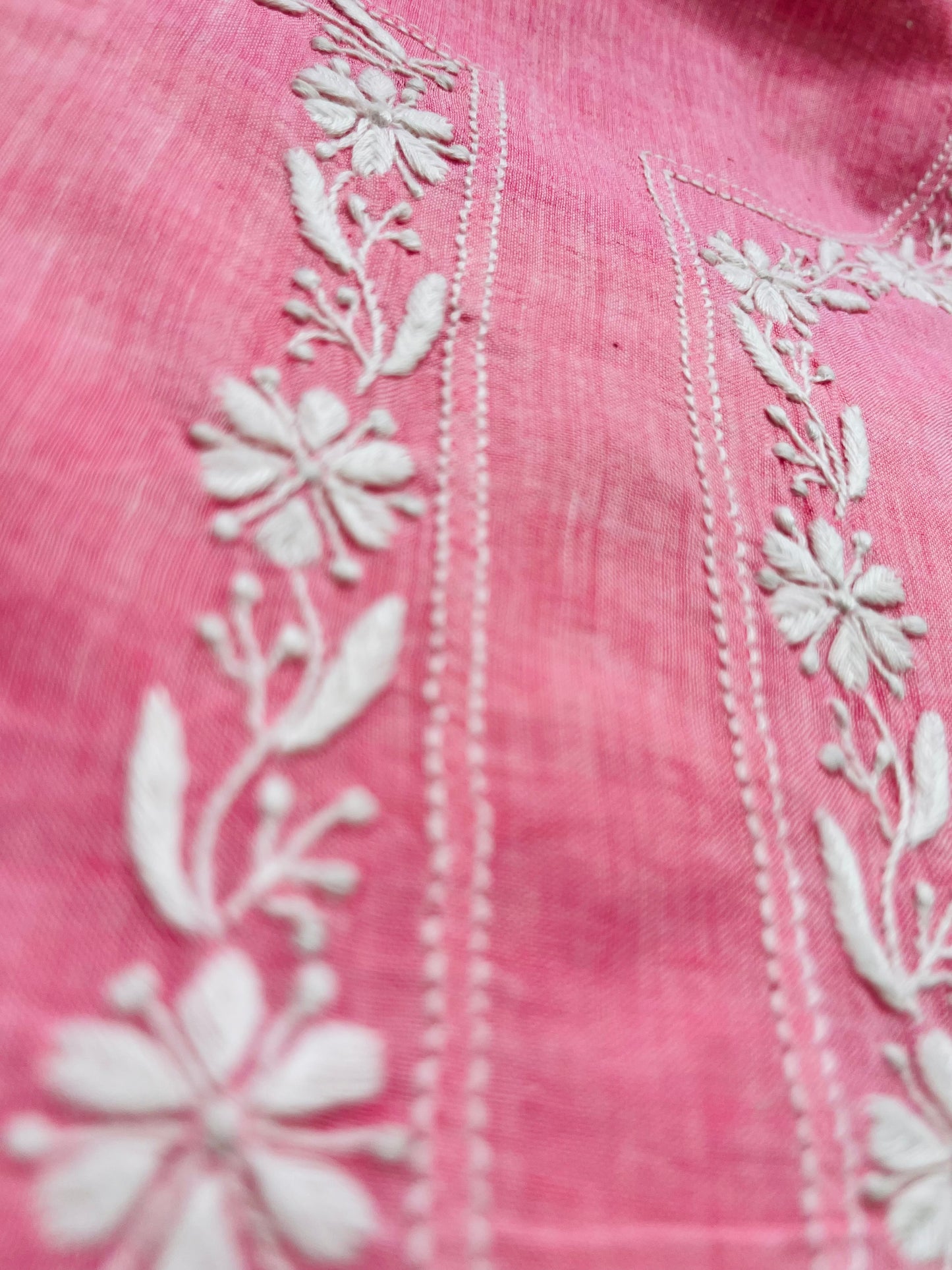 Cotton khadi mul chikan kurta bottom